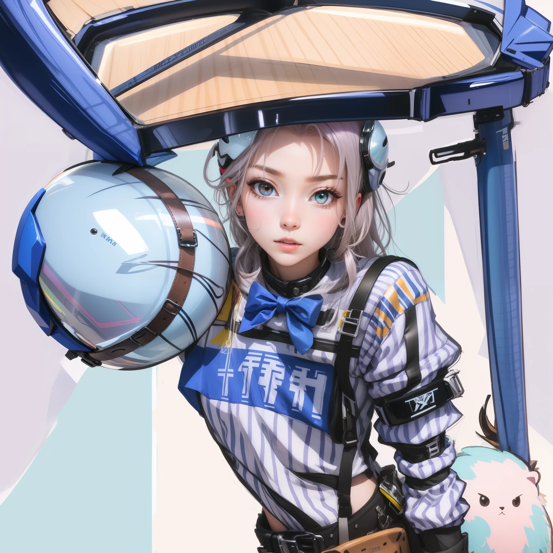 zebra，Moto helmet，Magic Mirror，The upper part of the body，cartoony