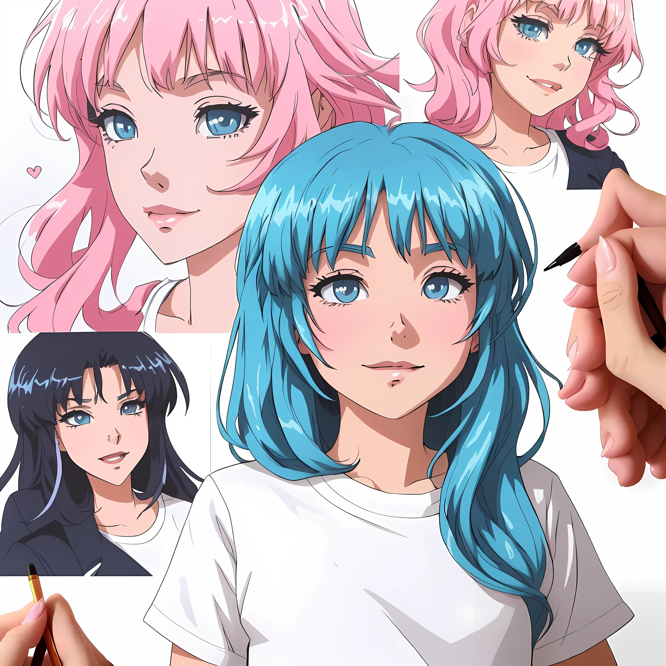 a cute little girl,pink lips,wearing a bright white shirt,in the style of soft color palette
aurorapunk,an anime illustration of her
face,animated gifs,hand-drawn
animation,charming sketches,smooth and
shiny,hazy romanticism,superflat style,white
background--ar 1:1--niji 5--style expressive --s 50