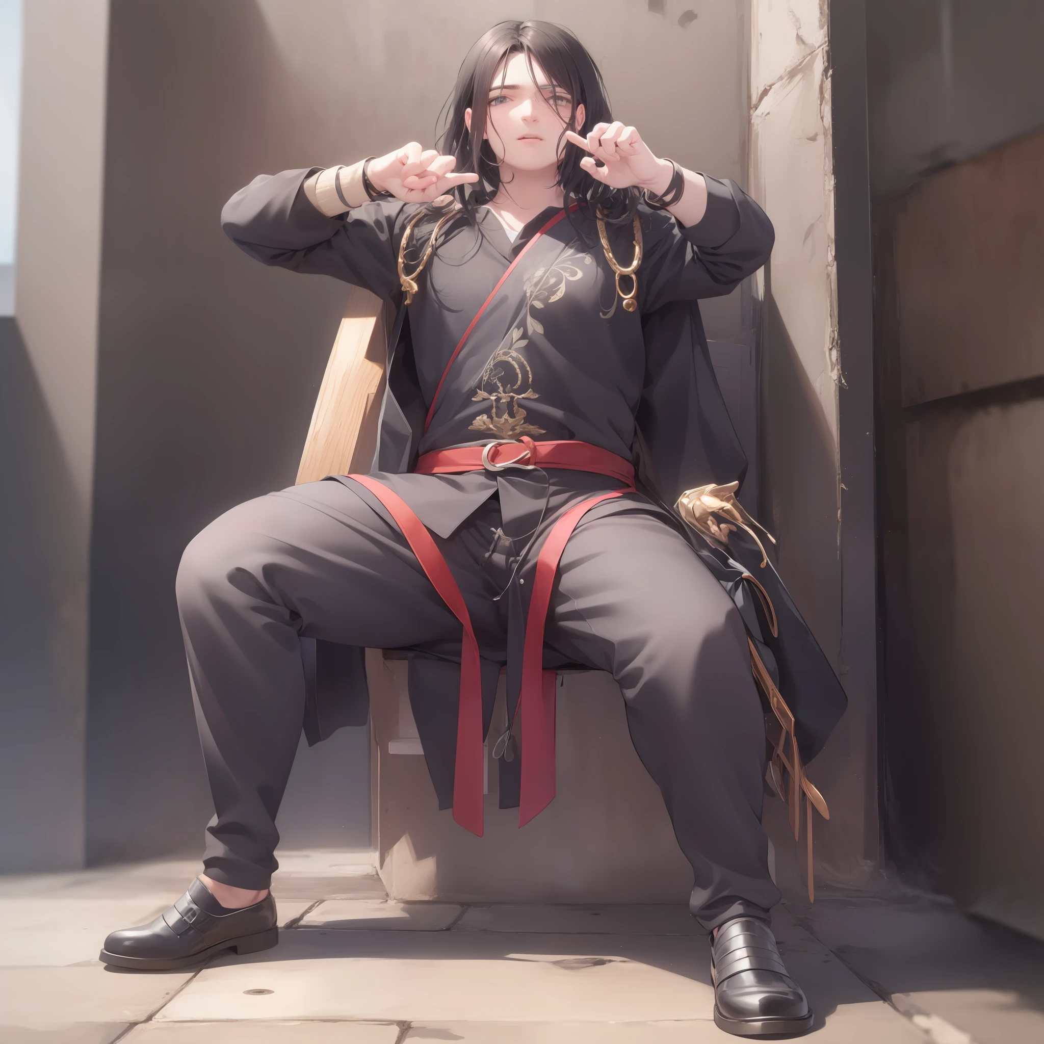 Homem, classe arqueiro, fantasia medieval, segurando arco, dinamic poses, RPG, anatomia perfeita, right proportions, only two hands, apenas duas pernas, just five fingers on the hands, only 2 feet, altamente detalhado, Tonalidade digiral, cores escuras.