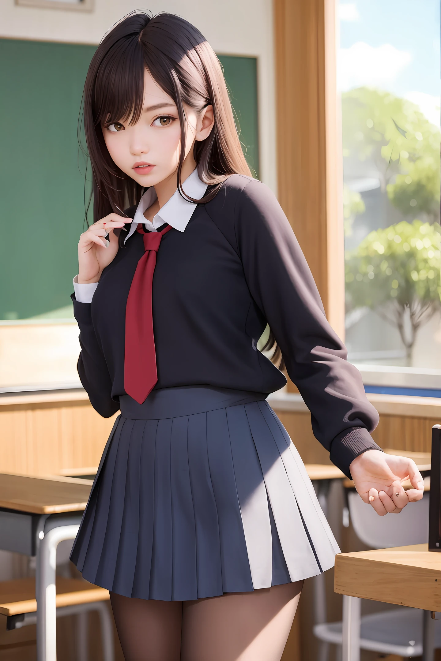schoolgirls,Matte black silk