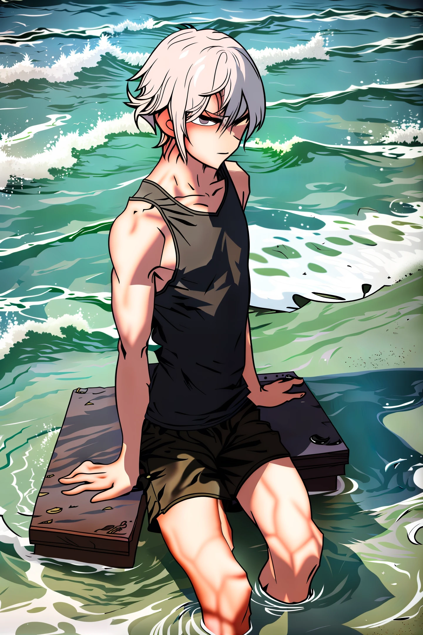sweaty skater, 15 years old, hands behind his head, some dark thin hair under his armpits, thin, not muscular, naked, in tight underwear, large bulge, full body shot --auto --s2