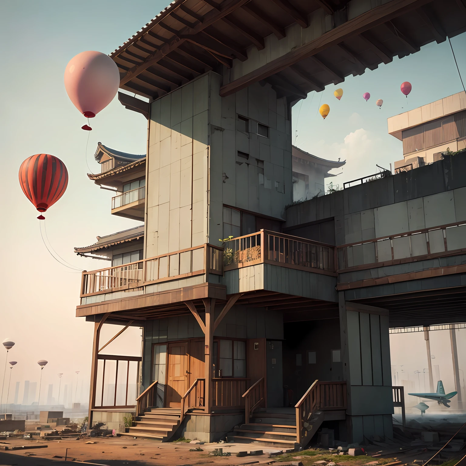 casa，structures，废墟，Planes，blasts，balloons，Gamine，weeping