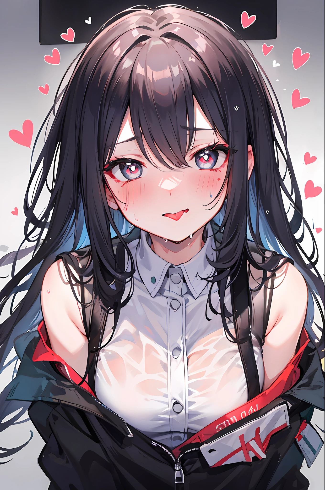 1boy,heart-shaped pupils, full-face blush, steam, sweat, lovestruck, tongue out, embarrassed, see-though, wet clothes, masterpiece, best quality,