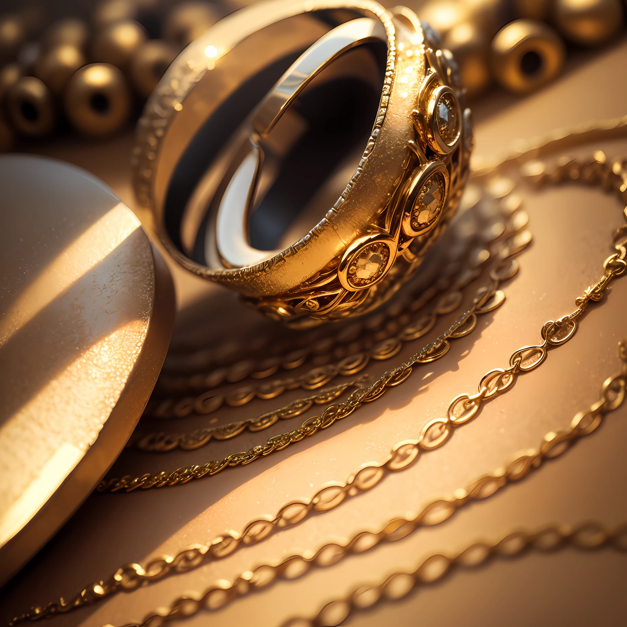 Jewelry necklaces, rings of gold , muita moedas de ouros, that in the image has no people --auto