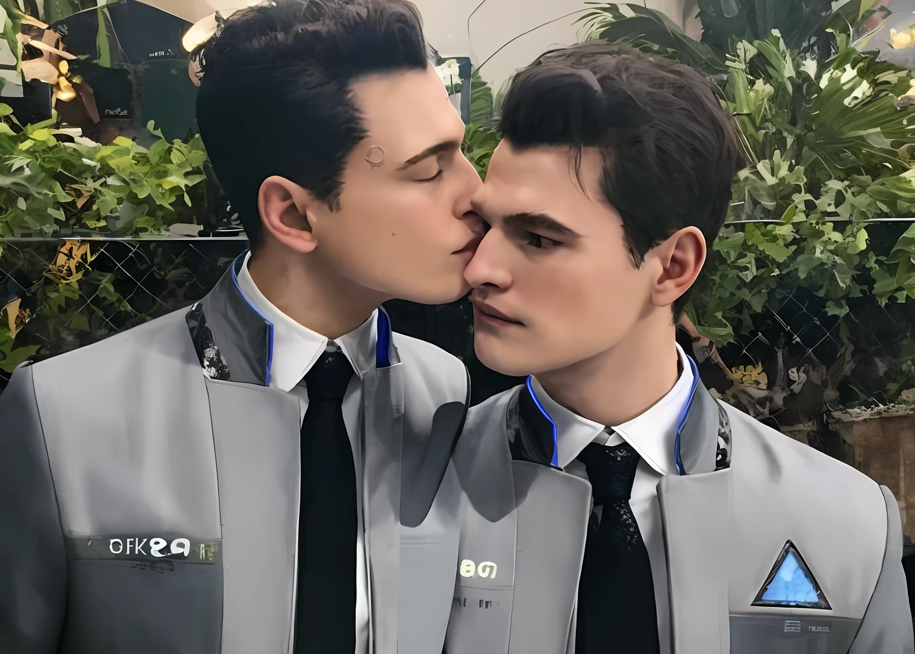 Two boys kissing