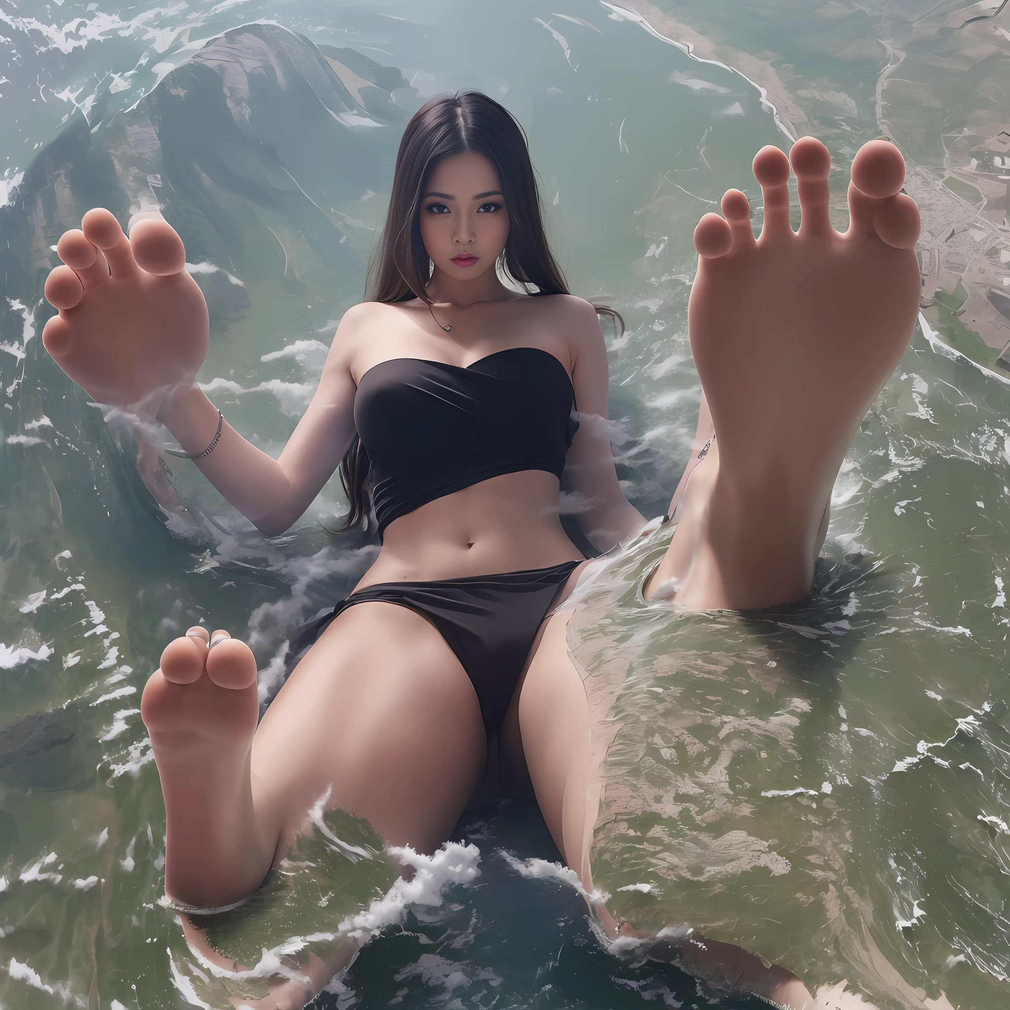 Black silk sexy beauty,Big breasts spill,Jade foot,solo person,k hd,Distinct toes,Arms are normal,Fork legs,with no underpants