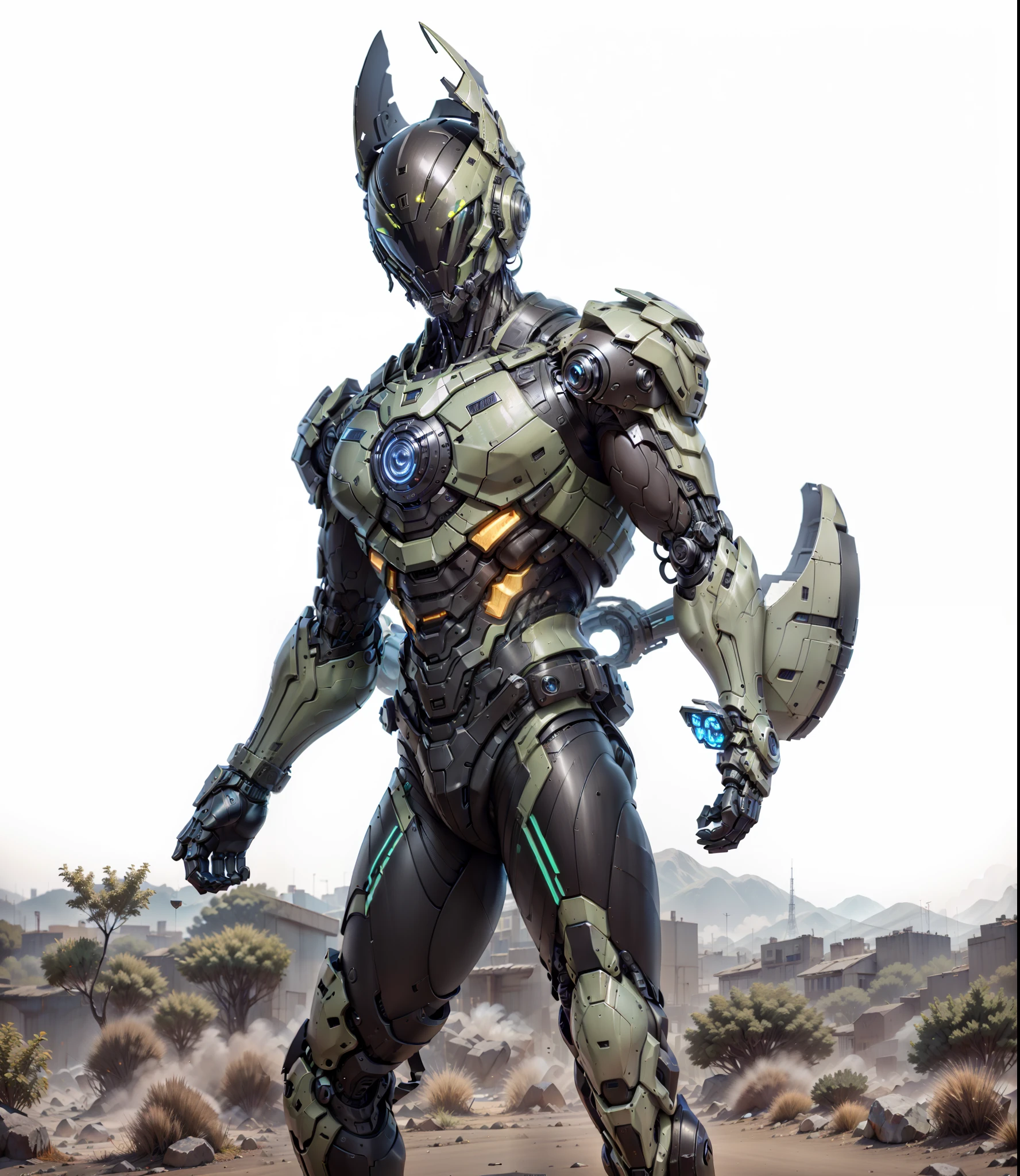 photorealestic,Machinary,mechs,Technologie,musculous,glowing light eyes,Burly body,style of photography,Real scenery(Metallic texture 1.8)(Excess detail 2)(High resolution1.6)(4K clarity1.9)(Carbon fiber 1.5)(Metal reflection 1.5),full body detailed