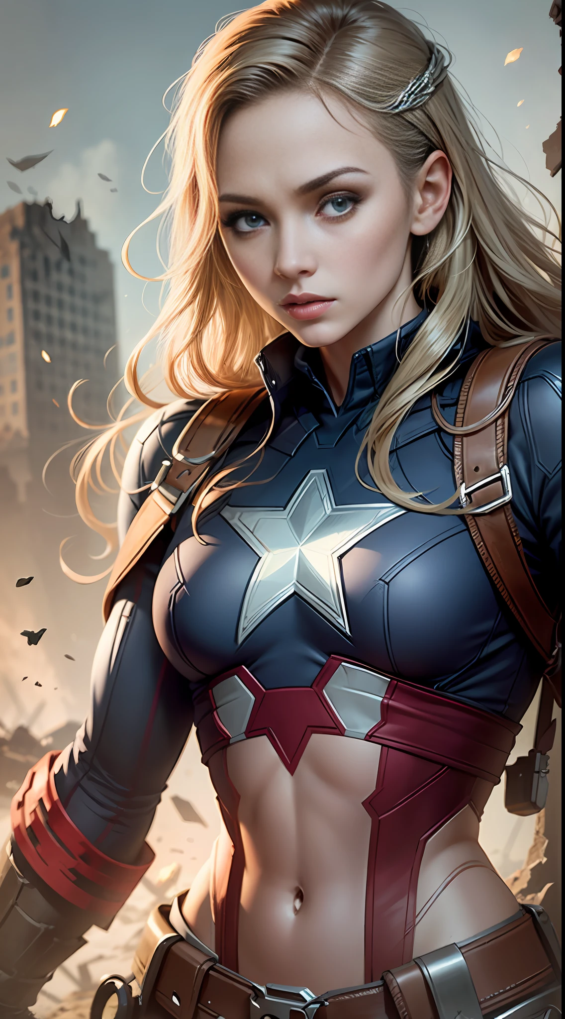 Female version of Captain America background mechanical ruins --auto --s2