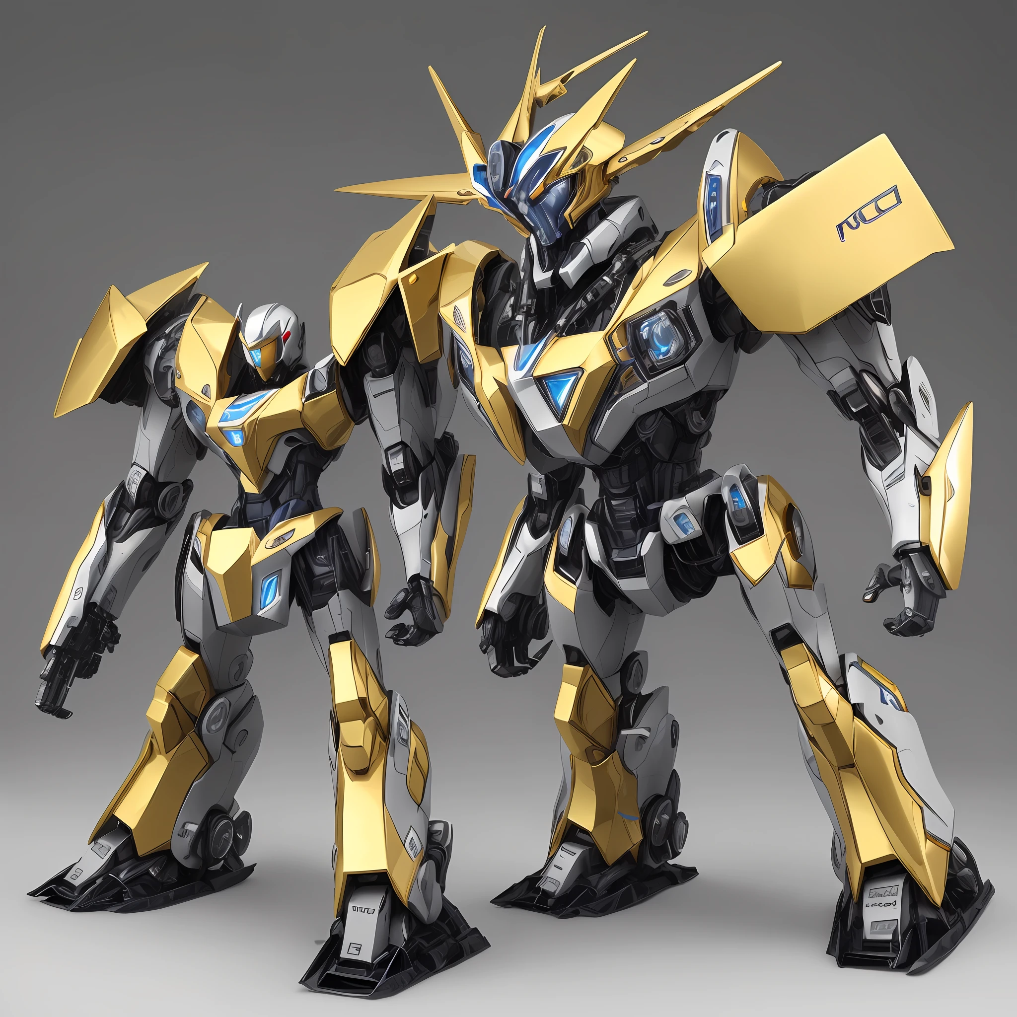 Mecha Gold White Silver Front view --auto