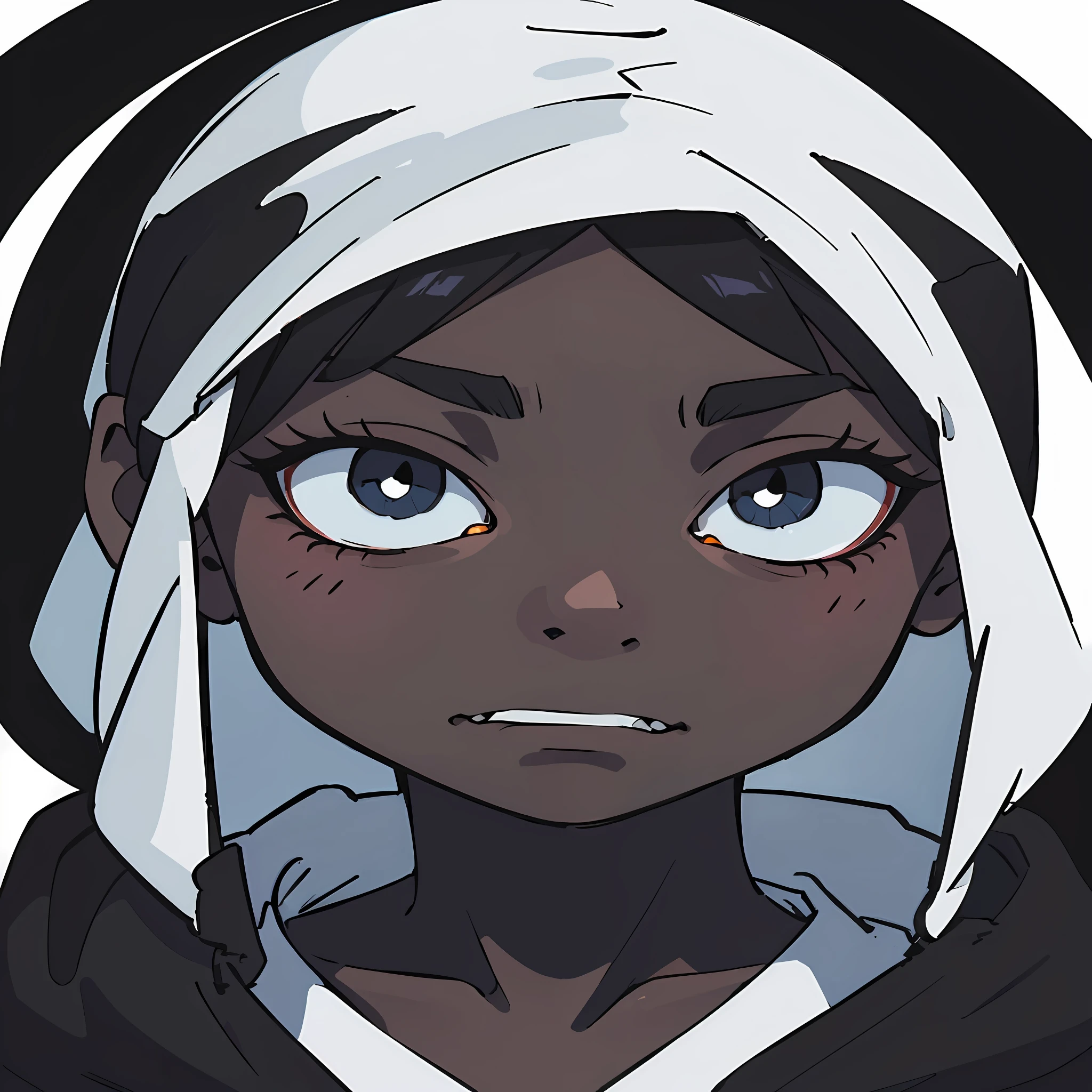 (melhor qualidade: 0.8), (melhor qualidade: 0.8), Perfect anime illustration, retrato de close-up extremo de um menino caveira com olhos pretos, serious face, roupa preta, parte superior do corpo, fundo branco,
