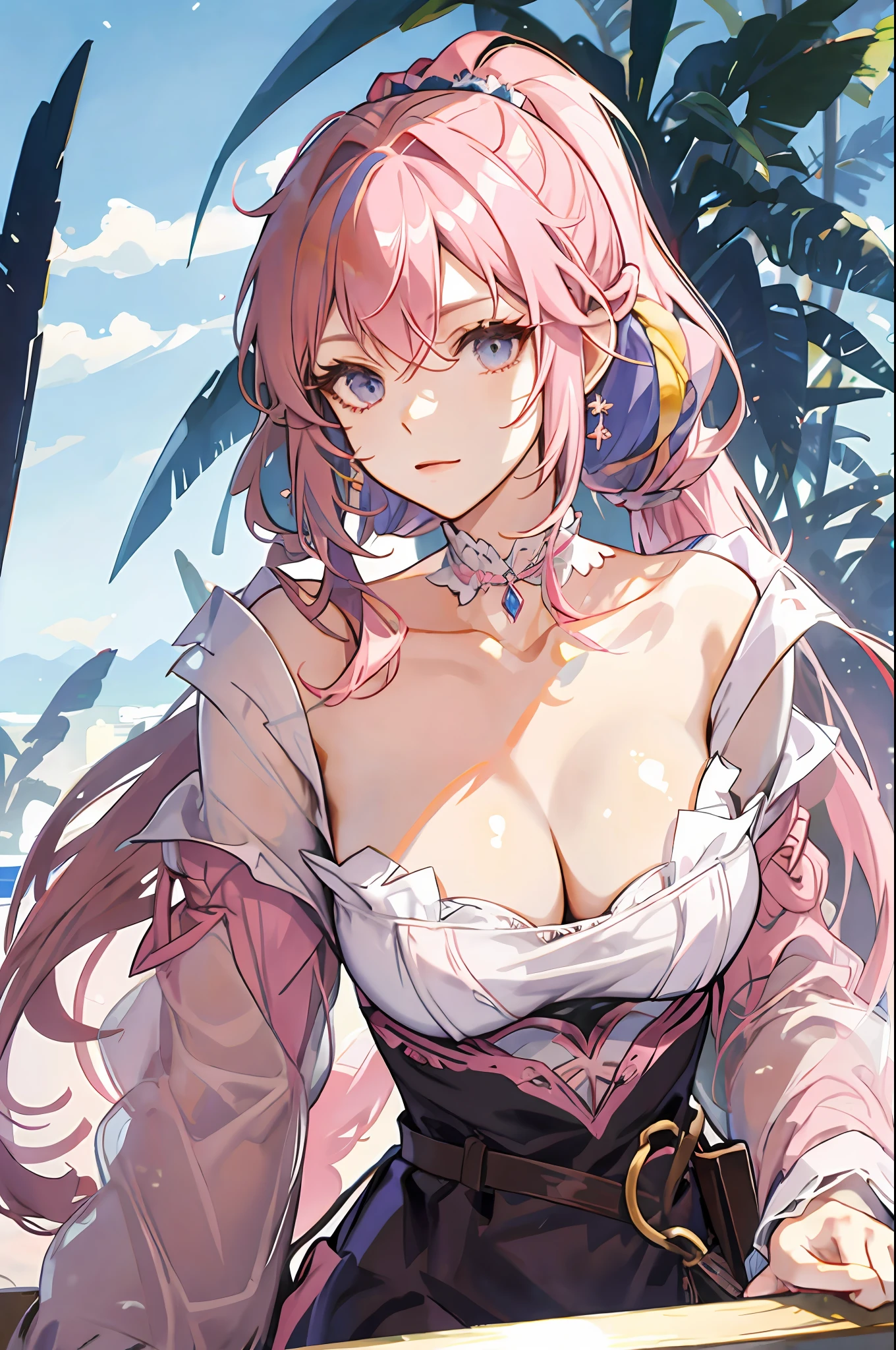 Pink hair,Double ponytailed royal sister,Bigchest,anime big breast,Tsundere,Beautuful Women