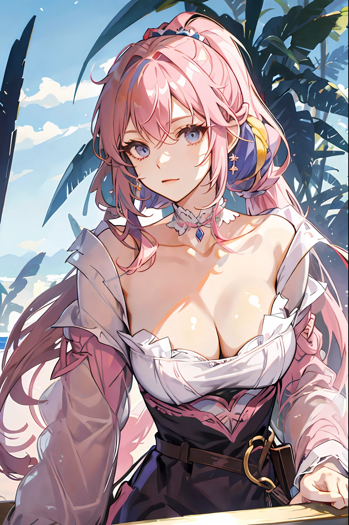 Pink hair,Double ponytailed royal sister,Bigchest,anime big breast,Tsundere,Beautuful Women