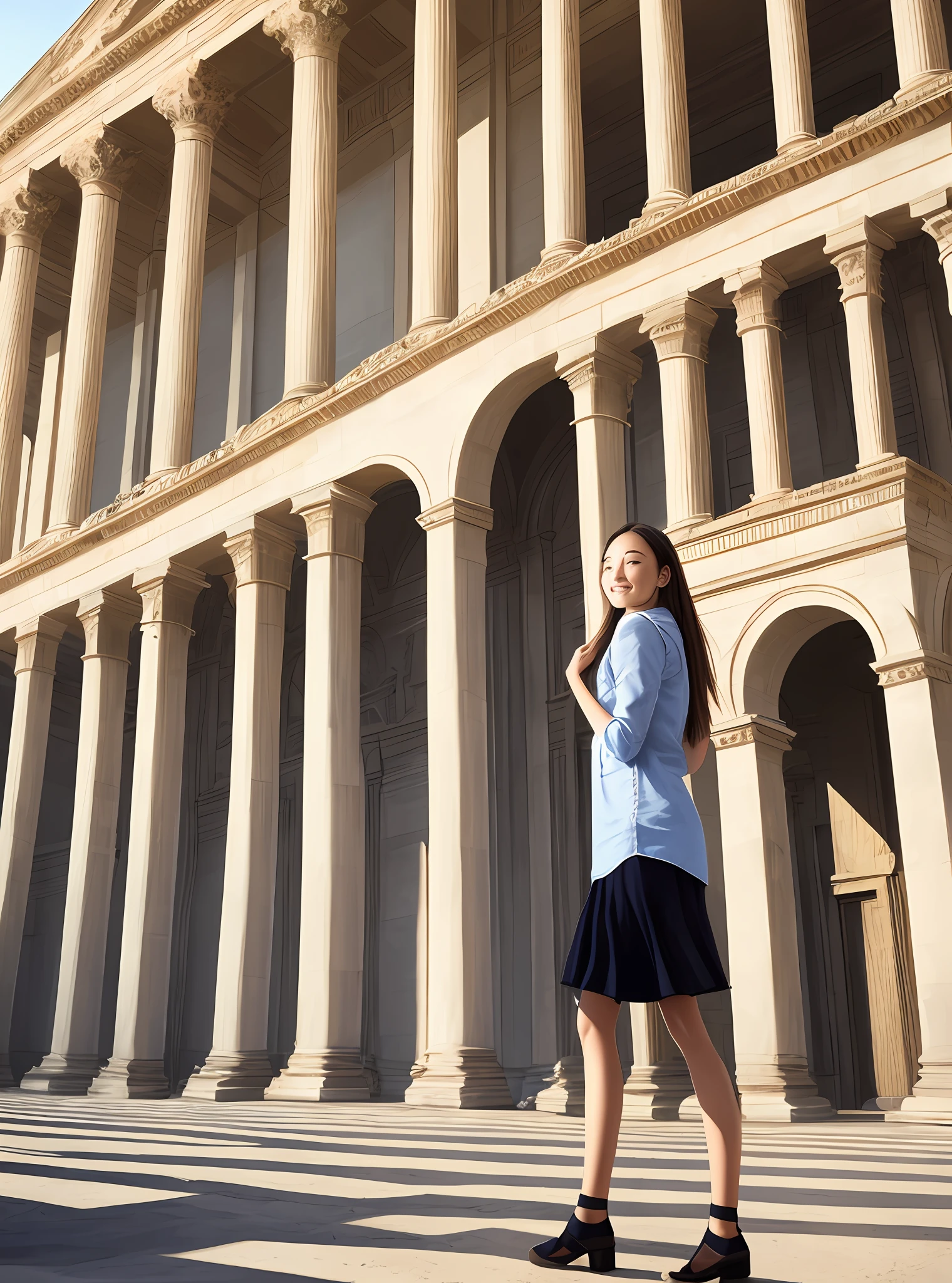 Beautiful girl in a classical building