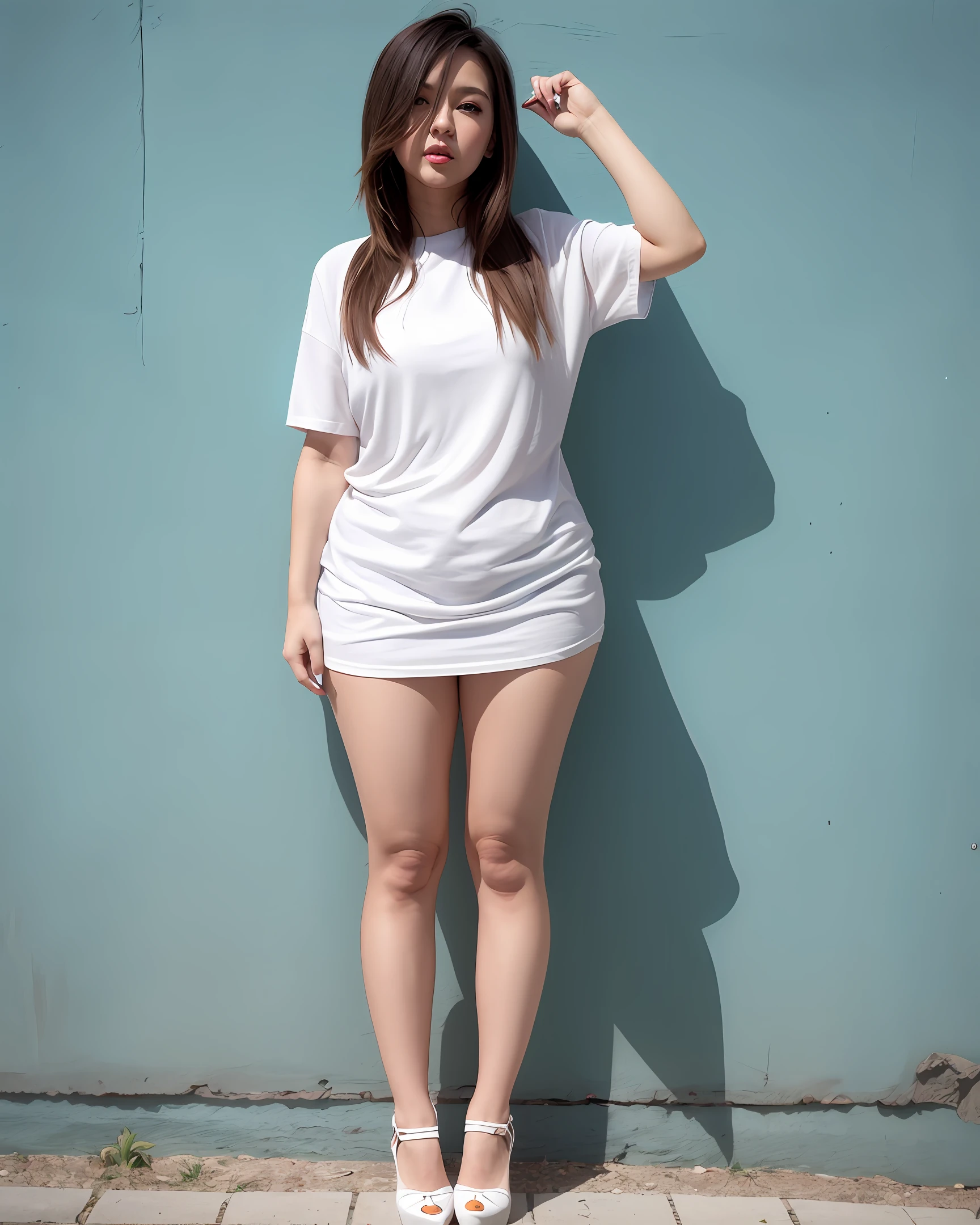 Plump hair and long legs