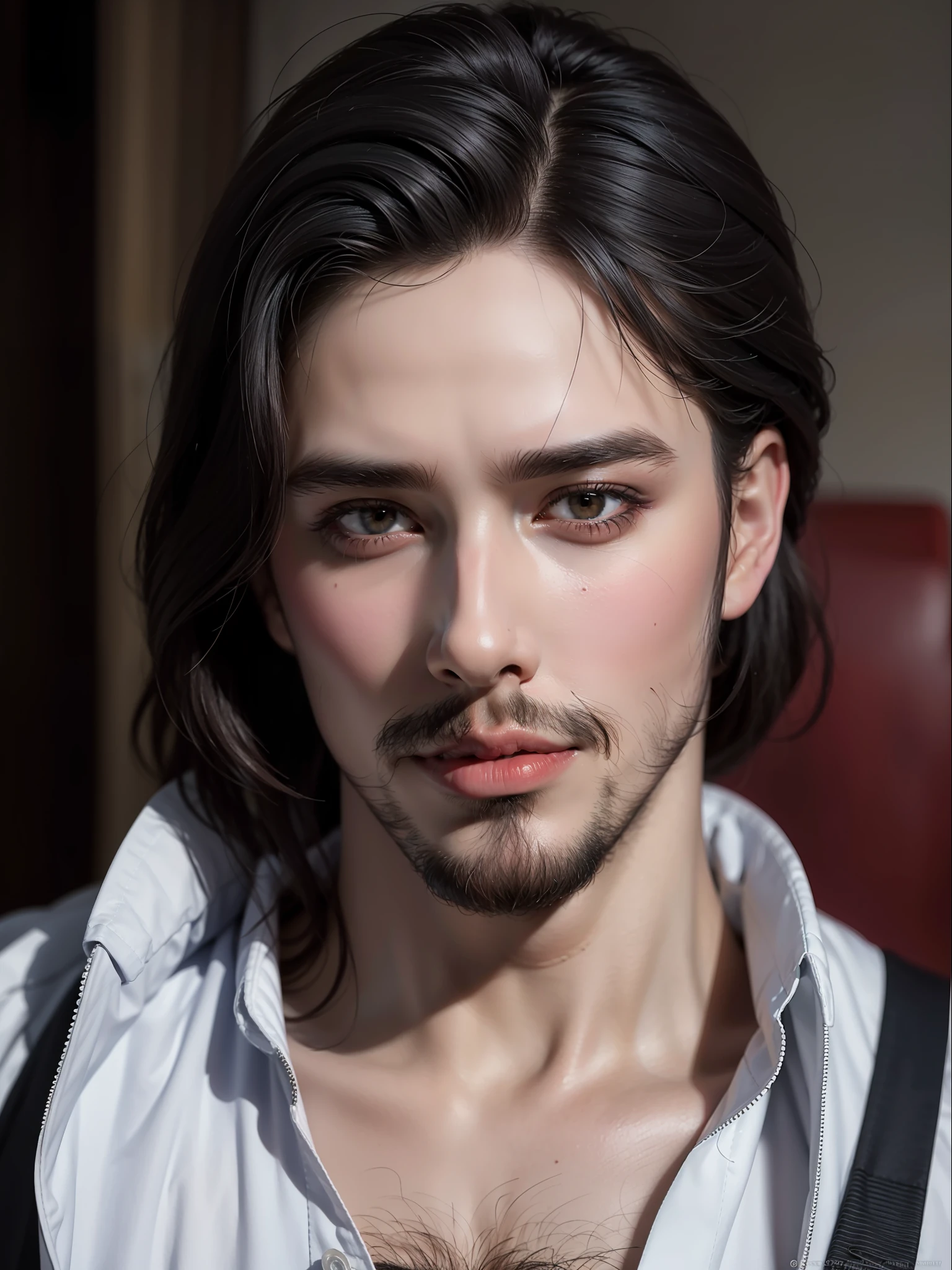 Best quality, masterpiece, ultra high res, (photorealistic:1.4), raw photo, handsome male, facial hair