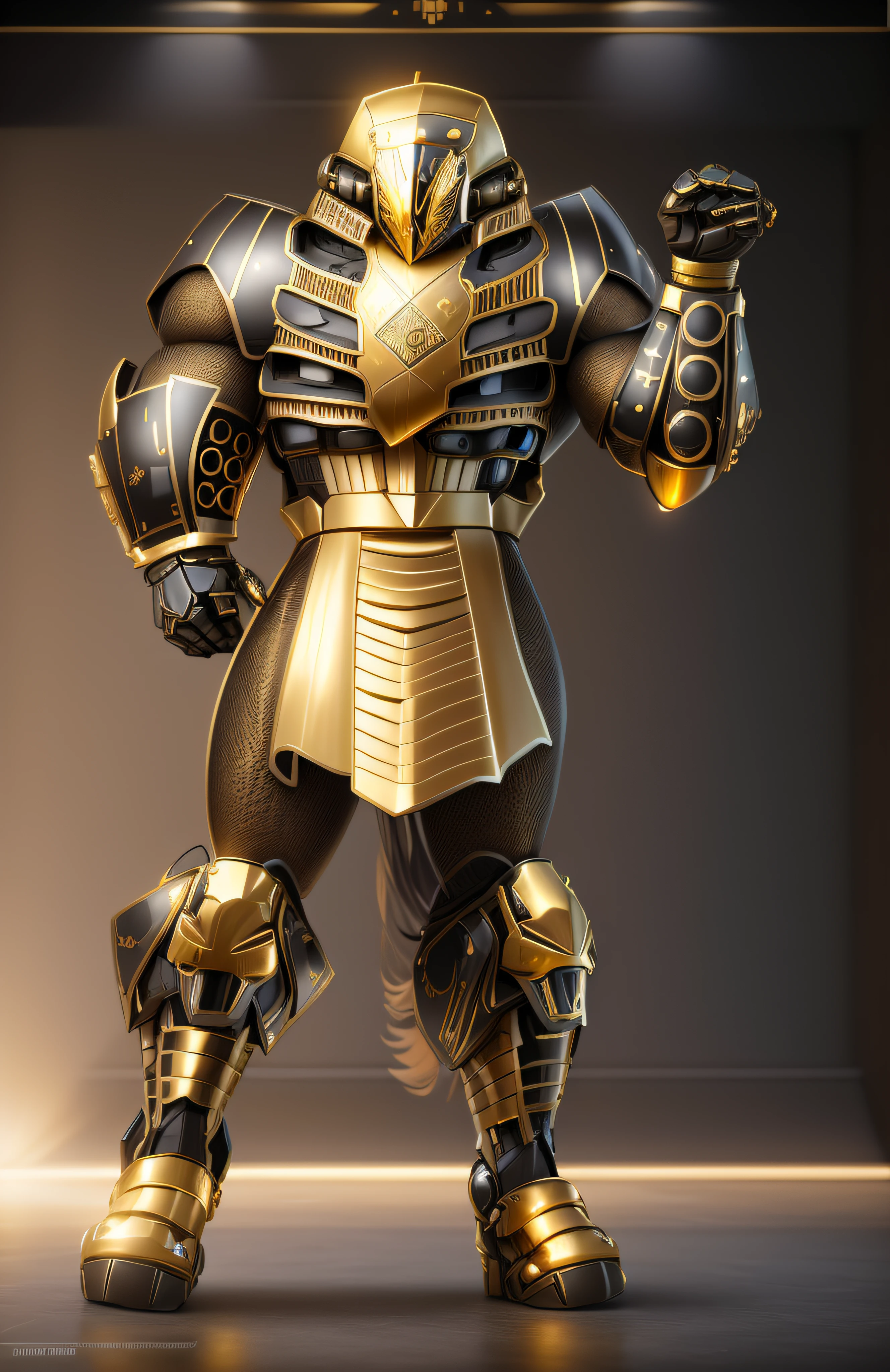 a close up of a robot with a glowing suit on, armadura brilhante elegante, Retrato completo de Electromancer, luzes brilhantes na armadura, Deus grego no estilo mecha, Armadura obsidiana de ouro pesado, Sci - Armadura de Fi:! musculoso, intrincada armadura mecha brilhante, Armadura Obsidiana de Ouro, cyber fight armor, Personagem de Mortal Kombat, Armadura Conceitual