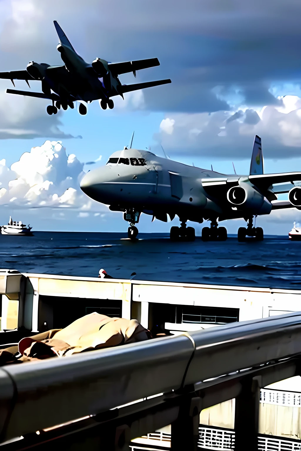 A Chinese aircraft carrier dispatched 20 aircraft in a cloudy sky