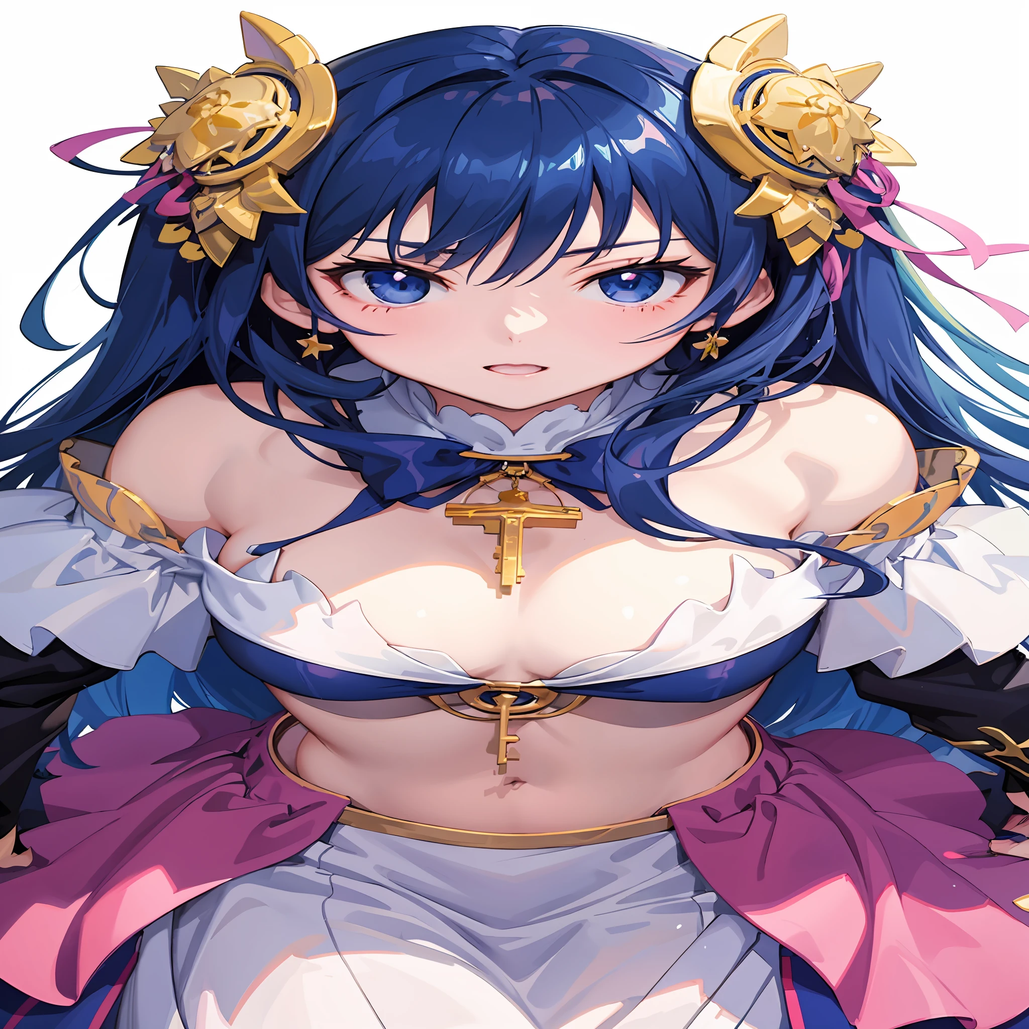 Anime girl with blue hair, Detailed digital anime art, high detailed official artwork, Artistic women, Anime goddess, Detailed key anime art, Detailed anime artwork, detailed anime art, Portrait Chevaliers du Zodiaque Fille, clean and meticulous anime art, Extremely detailed Artgerm, Official artwork, Anime moe art style,No chest baring