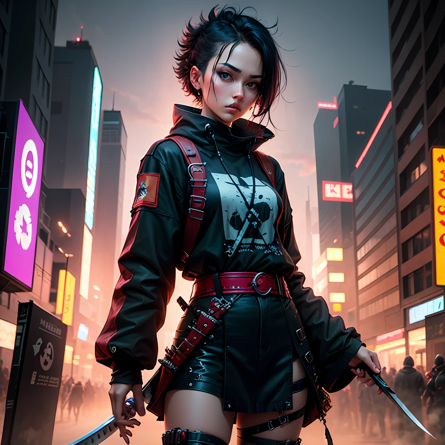 cyber-punk，Eschatological，katana swords --auto