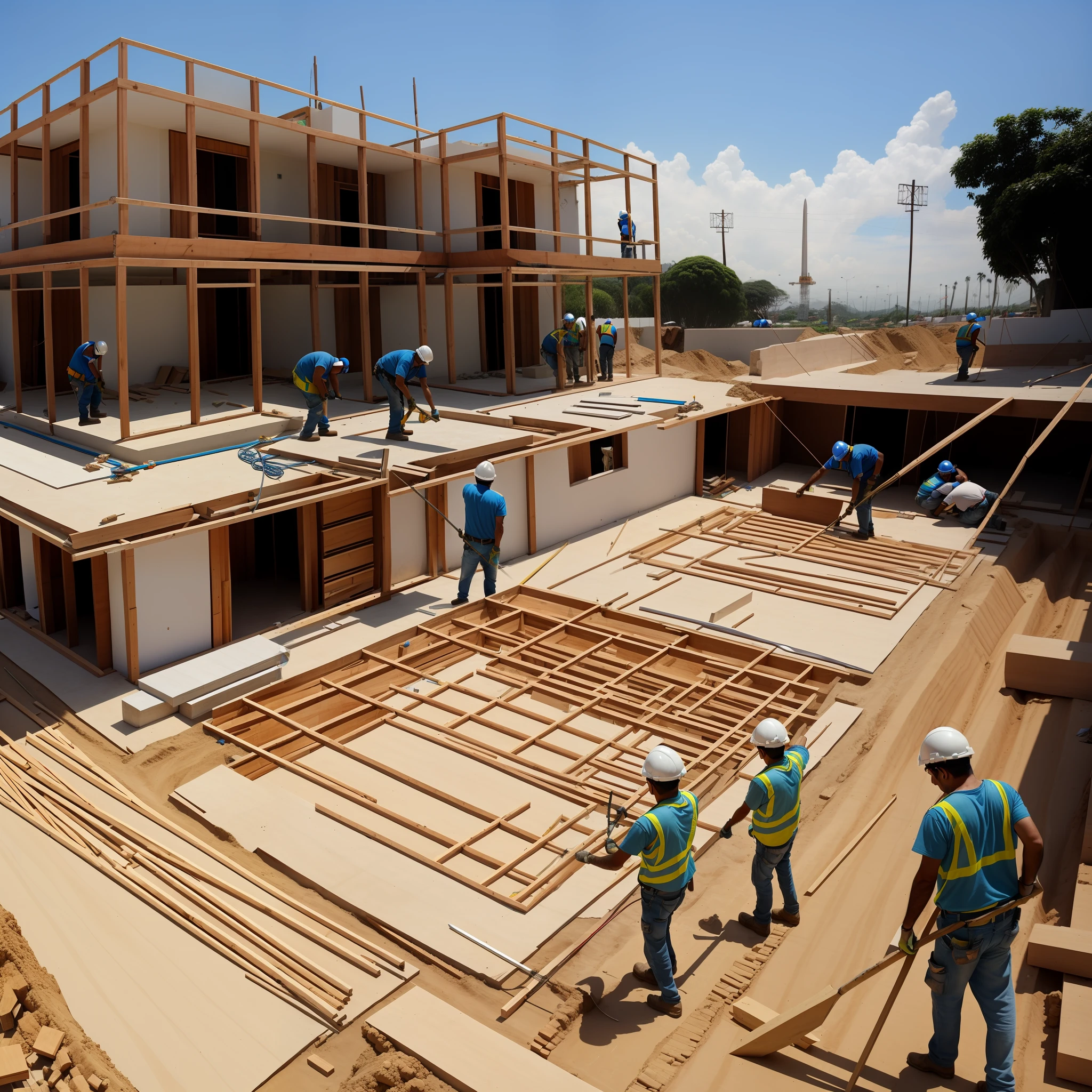 Brazilian masons working on a construction site.