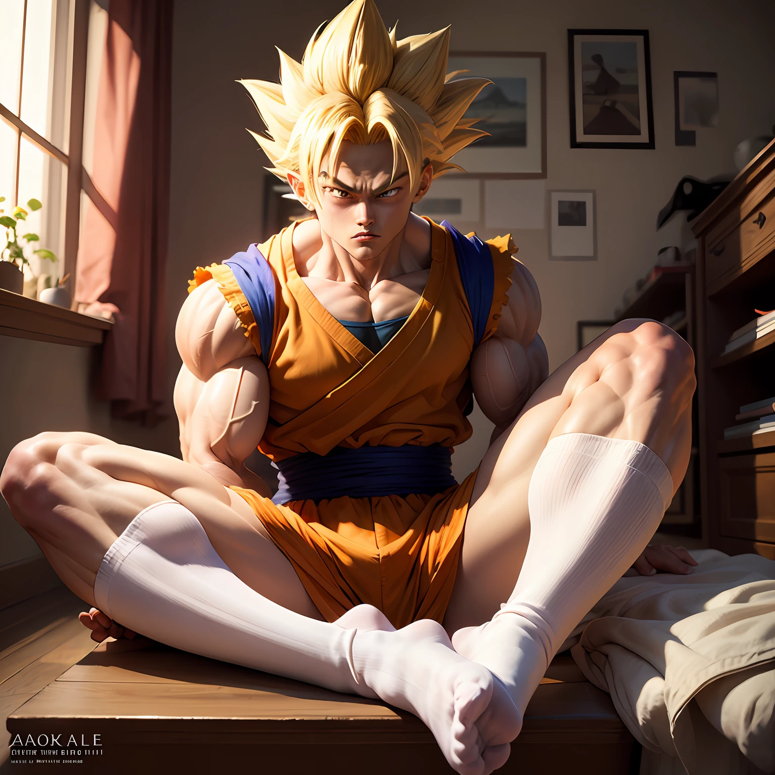 Goku muscles white stockings big feet