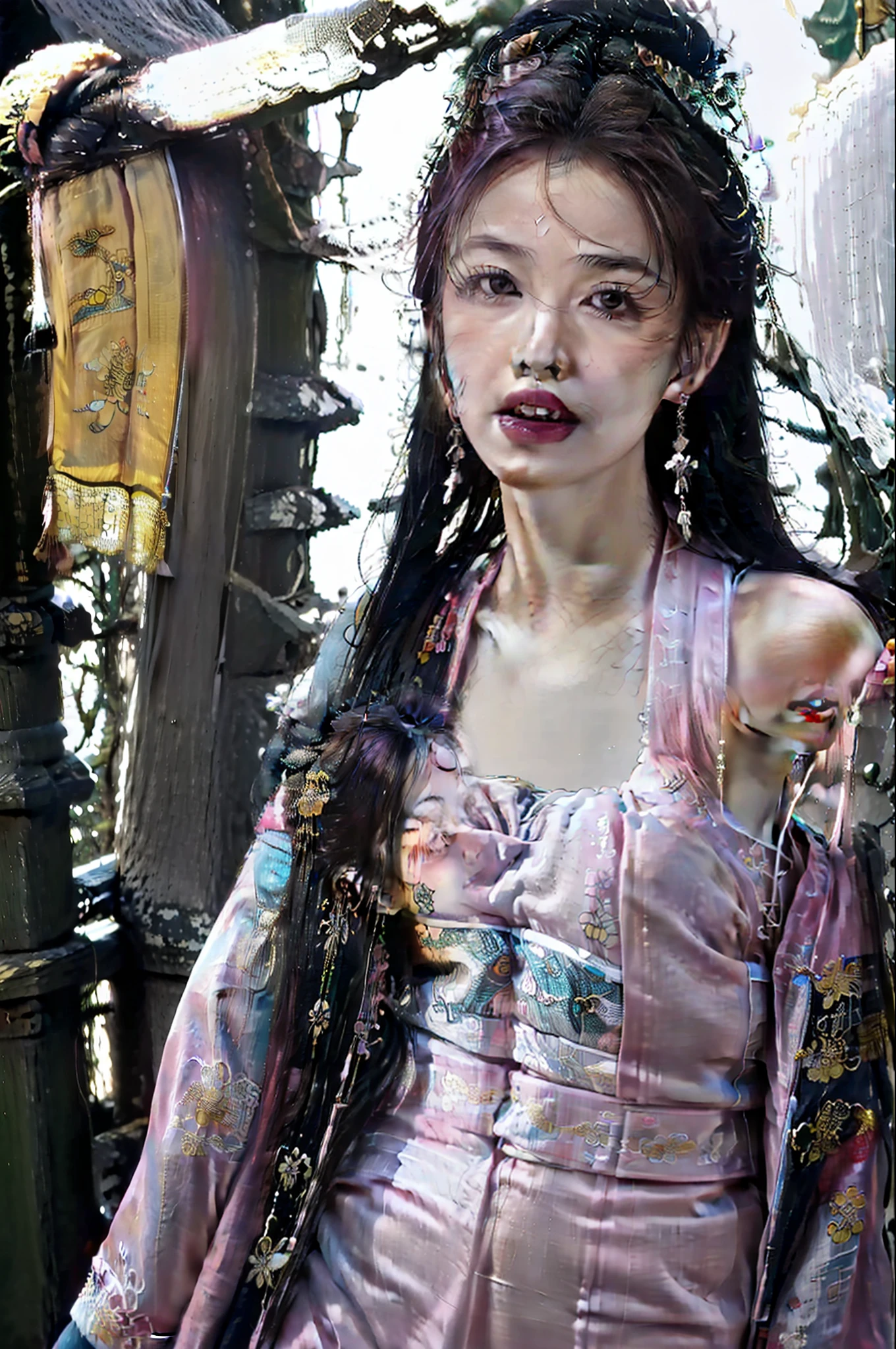 ((masterpiece), (best quality), ultra high res, (raw photo:1.2), (photorealistic:1.4), Exceptional detail, dramatic lighting, highres, 8k, absurdres, solo,
CNGirl_2, 1girl, ((pink hair)), close up, daoist_robe, yellow daoist robe, Chinese Temple, fantasy, incense, long hair, looking at viewer,