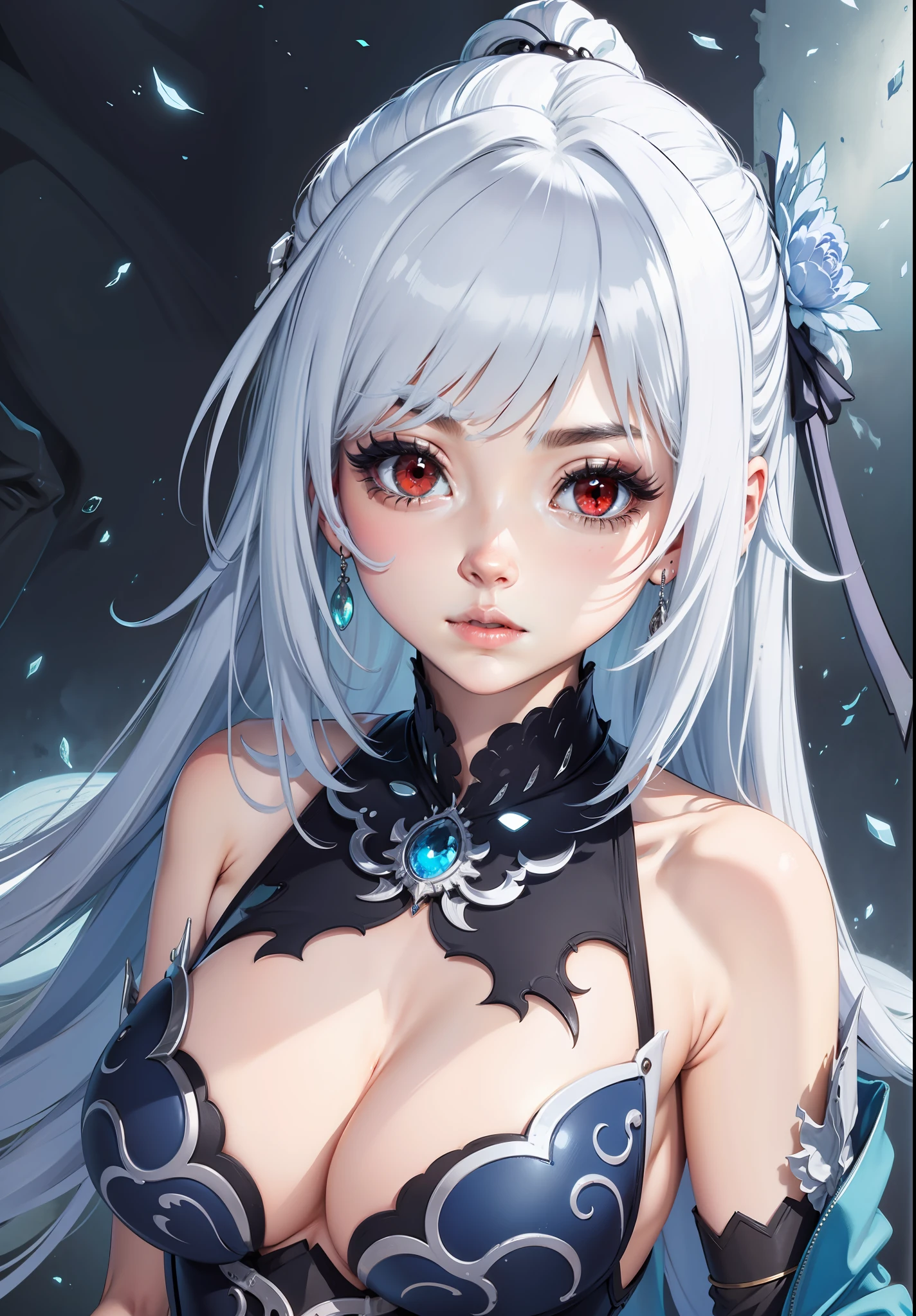 whaite hair,Red eyes