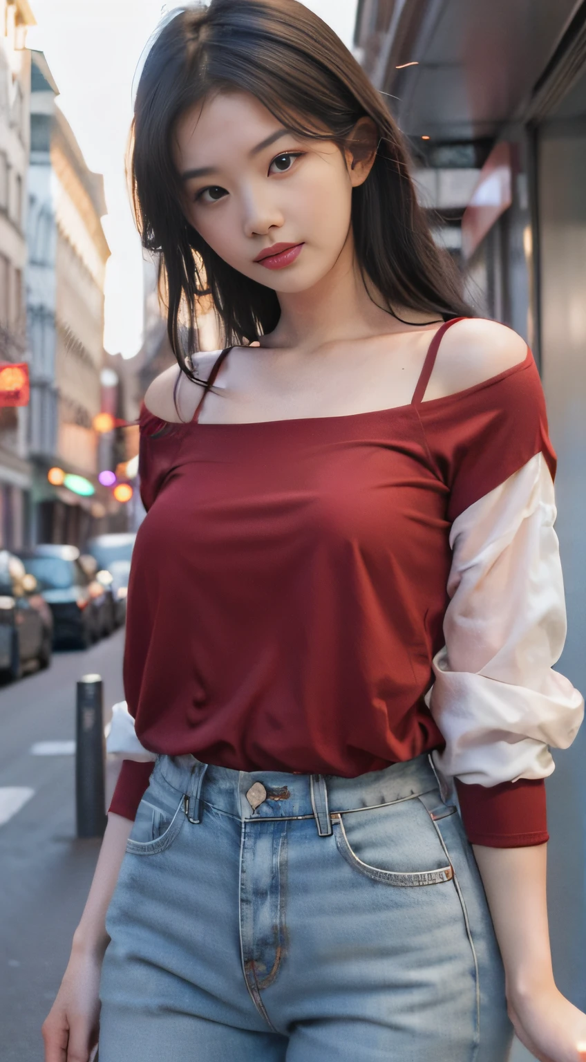 1 sweet girl，Red top