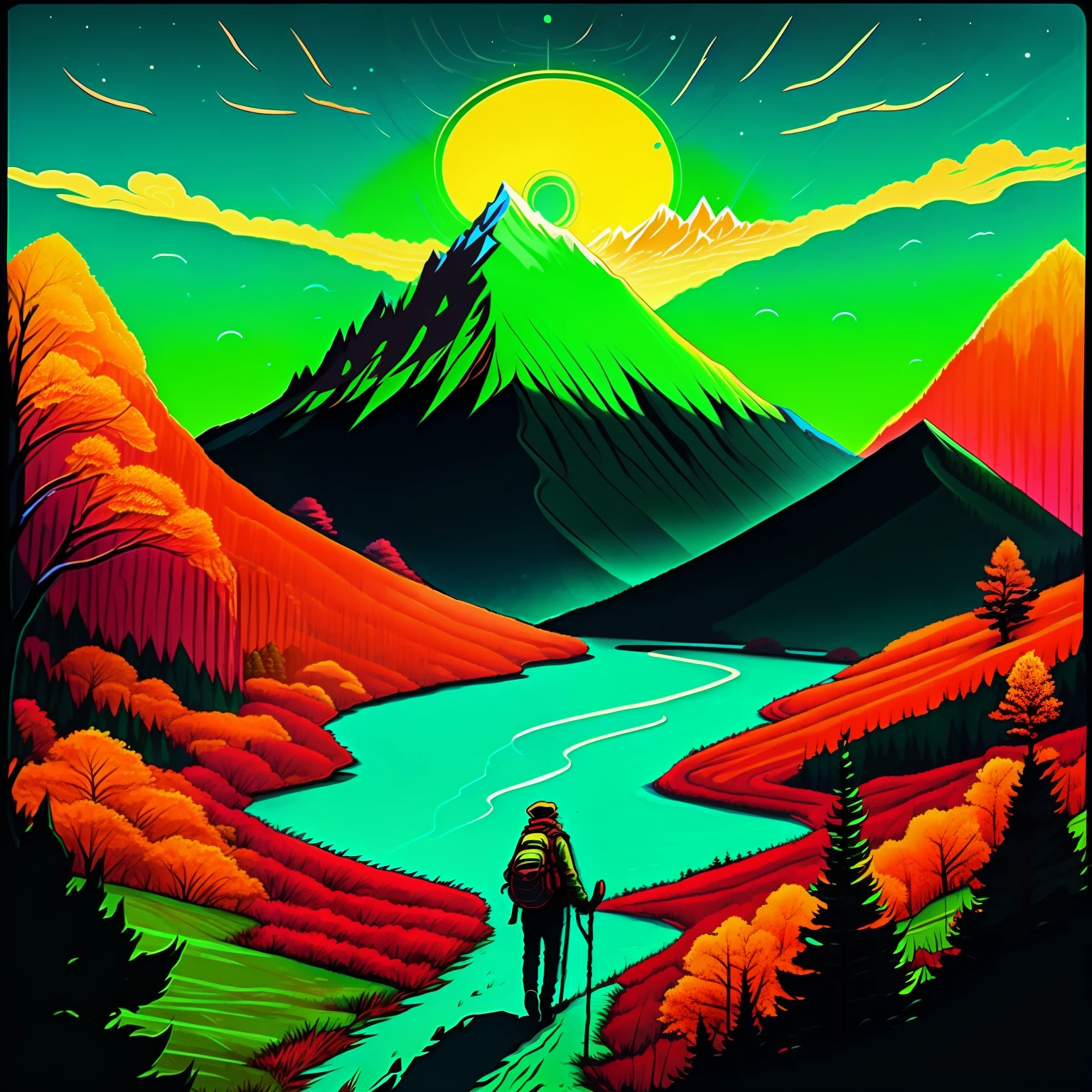 green color,mont,trekking,Solitude --auto