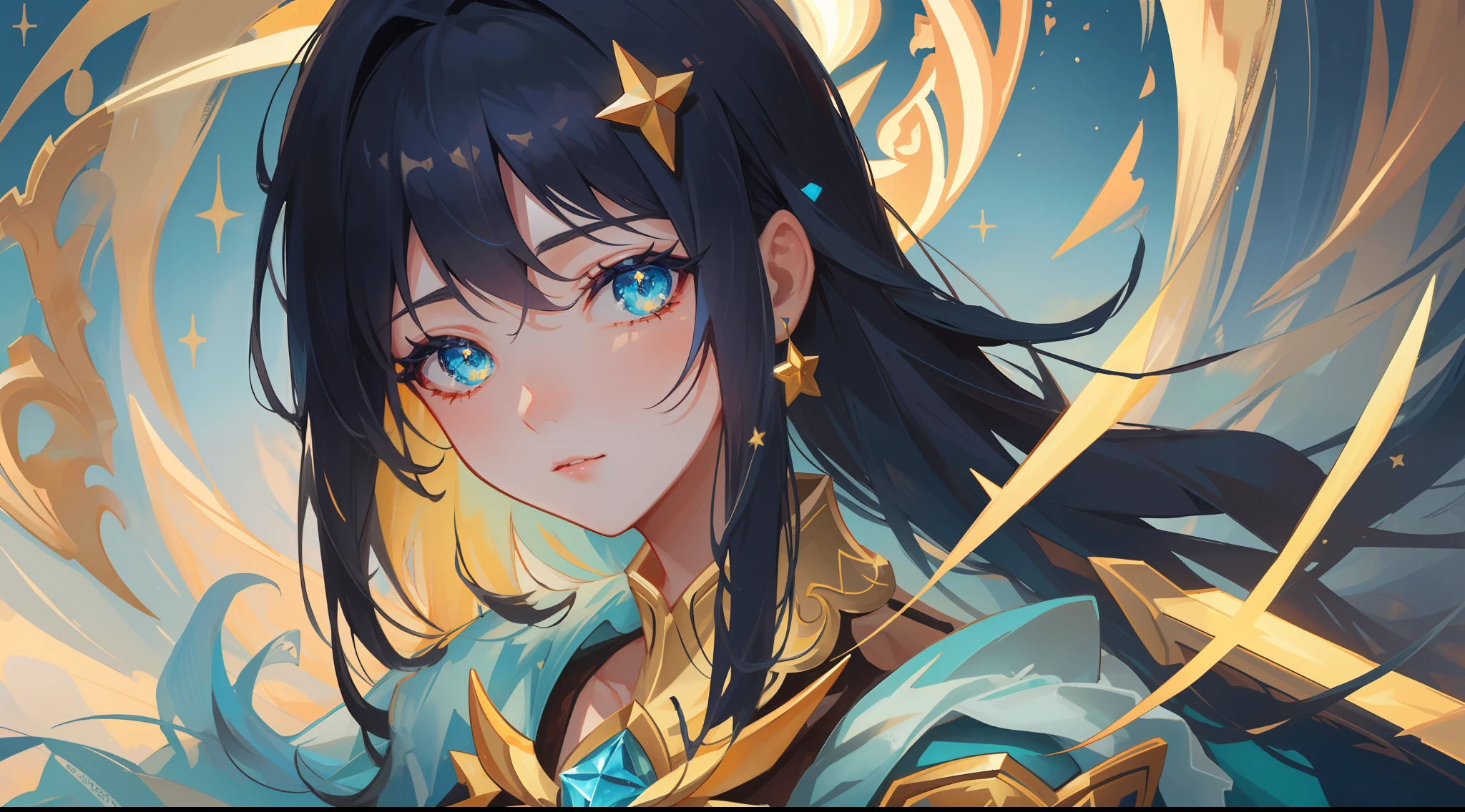 (masterpiece, best quality), intricate details, 8k, artstation, sharp focus, 1girl, star guardian, league of legends, (bright color theme)