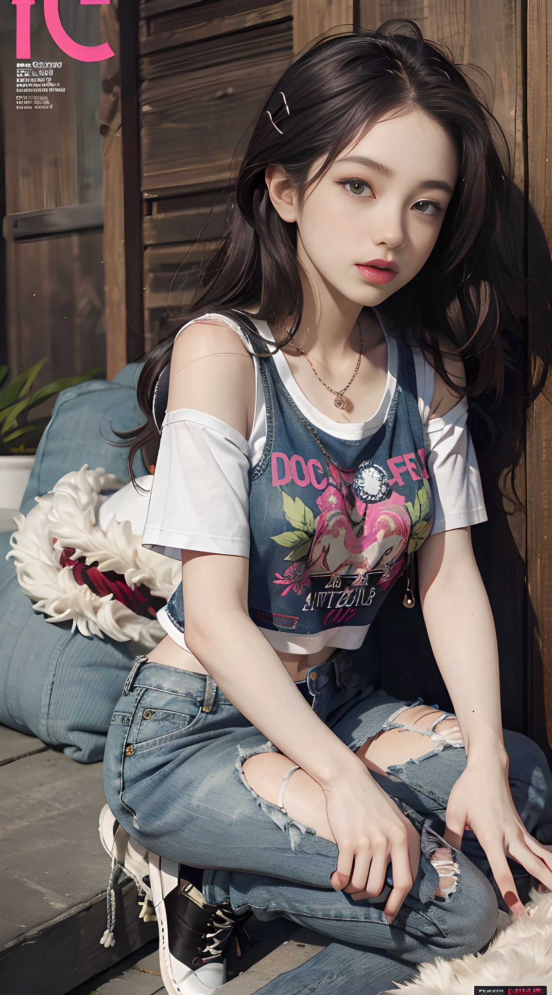young beautiful girl, ultra detailed, official art, unity 8k wallpaper, (fashion magazine cover:1.3),
BREAK
denim mini skirt, graphic tee, combat boots
, mandala