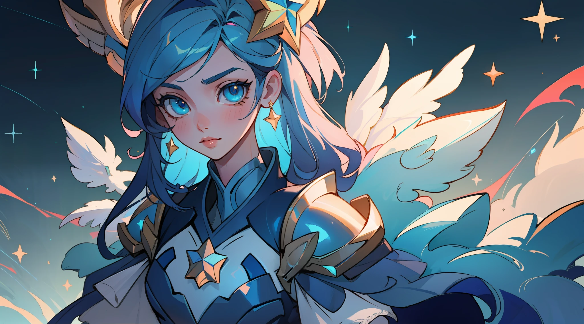 (masterpiece, best quality), intricate details, 8k, artstation, sharp focus, 1girl, star guardian, league of legends, (bright color theme)