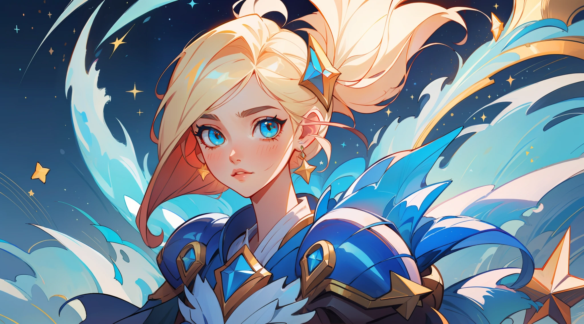 (masterpiece, best quality),  intricate details, 8k, artstation, sharp focus, 1girl, star guardian, league of legends, (bright color theme)