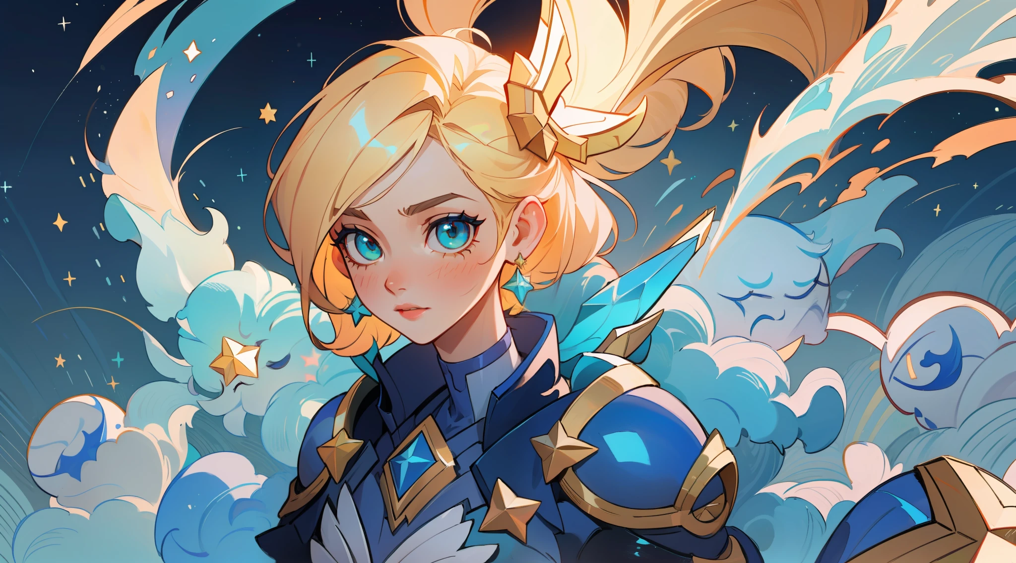(masterpiece, best quality), intricate details, 8k, artstation, sharp focus, 1girl, star guardian, league of legends, (bright color theme)