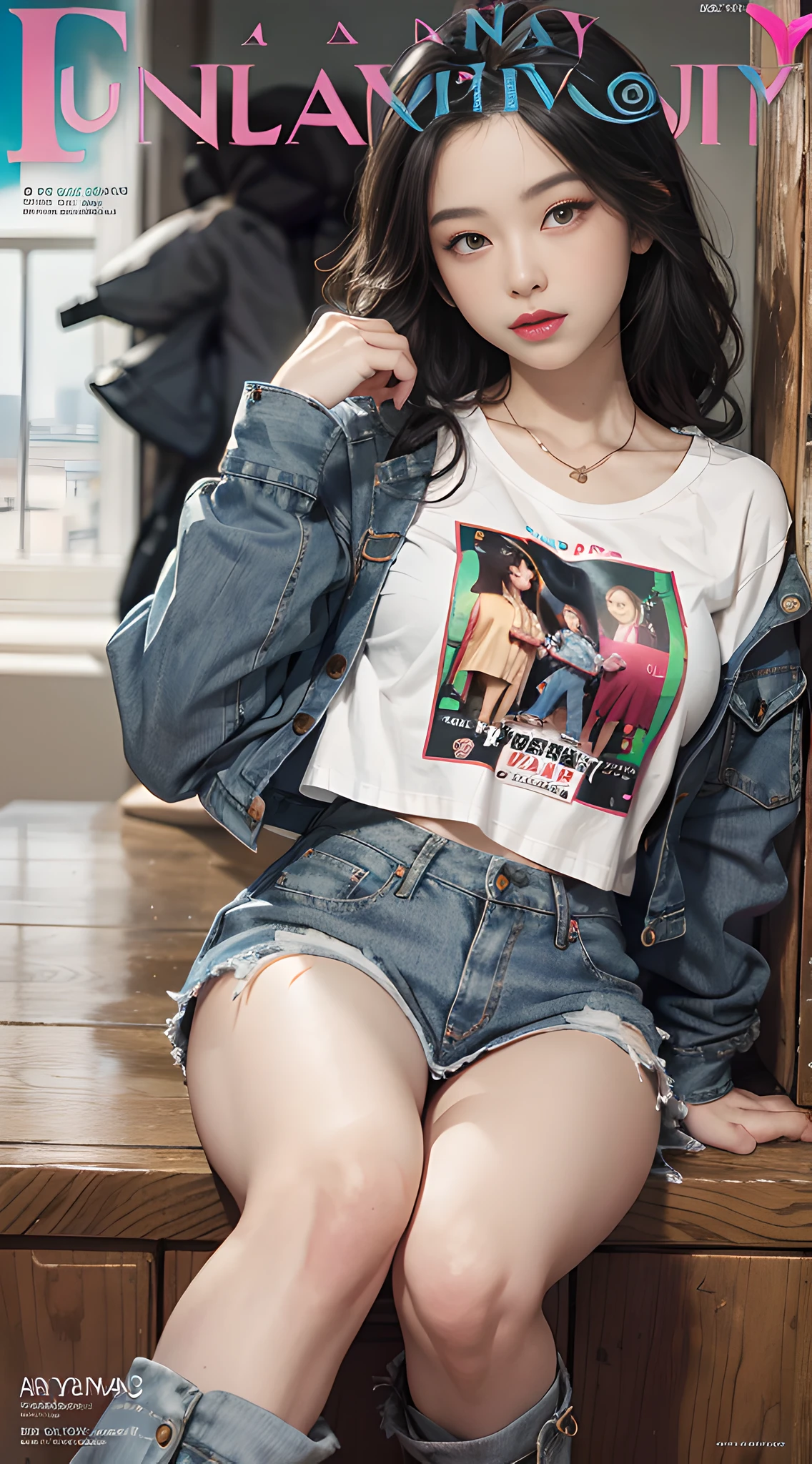 young beautiful girl, ultra detailed, official art, unity 8k wallpaper, (fashion magazine cover:1.3), 
BREAK
denim mini skirt, graphic tee, combat boots
, mandala