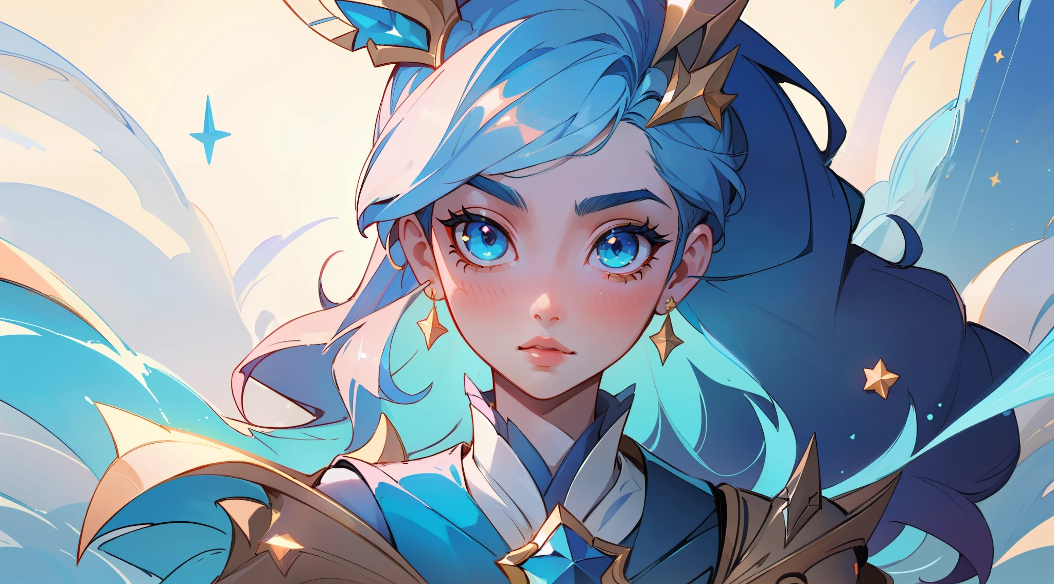 (masterpiece, best quality), intricate details, 8k, artstation, sharp focus, 1girl, star guardian, league of legends, (bright color theme)