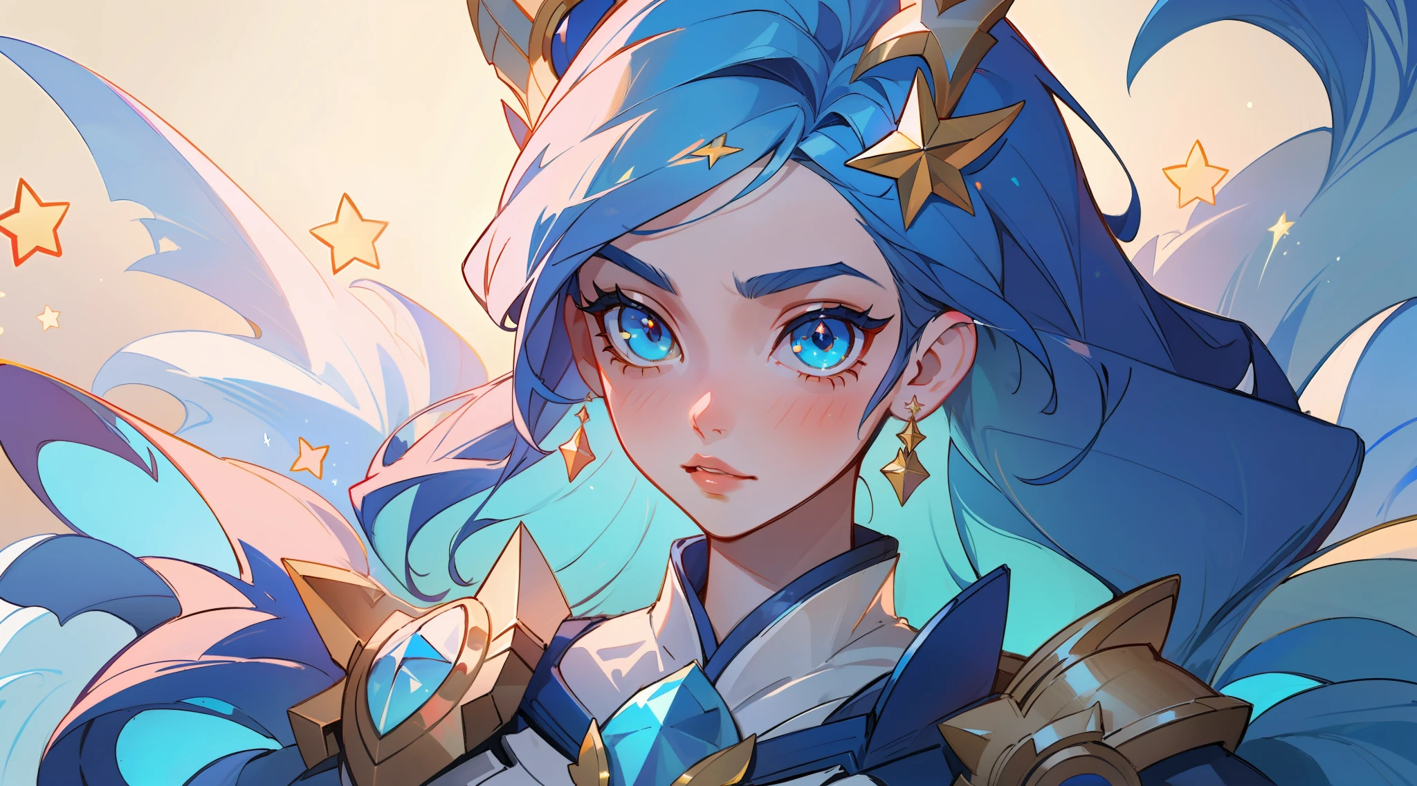 (masterpiece, best quality),  intricate details, 8k, artstation, sharp focus, 1girl, star guardian, league of legends, (bright color theme)