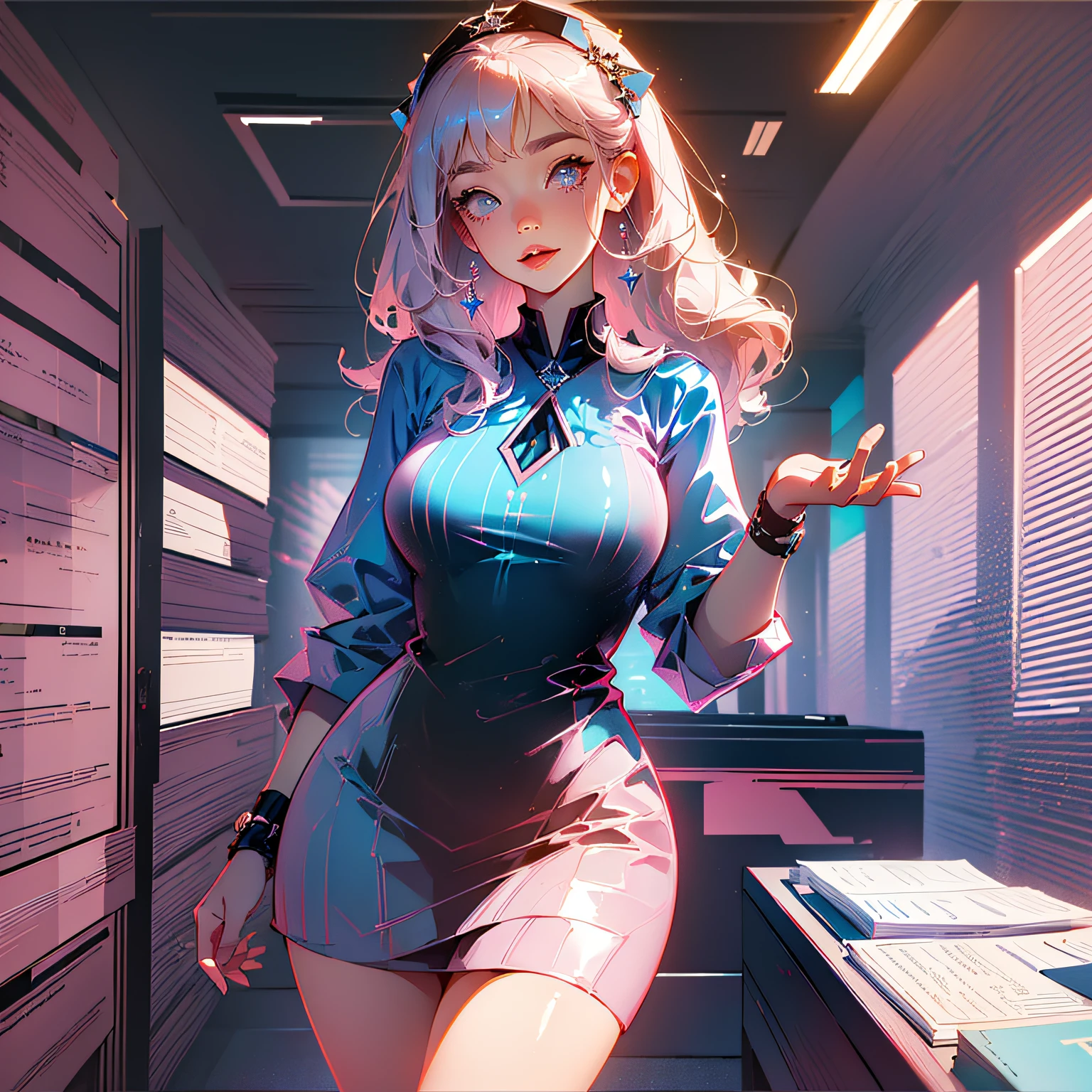 office lady uniform,exposing thighs,big breasts exposing breasts,femele --auto