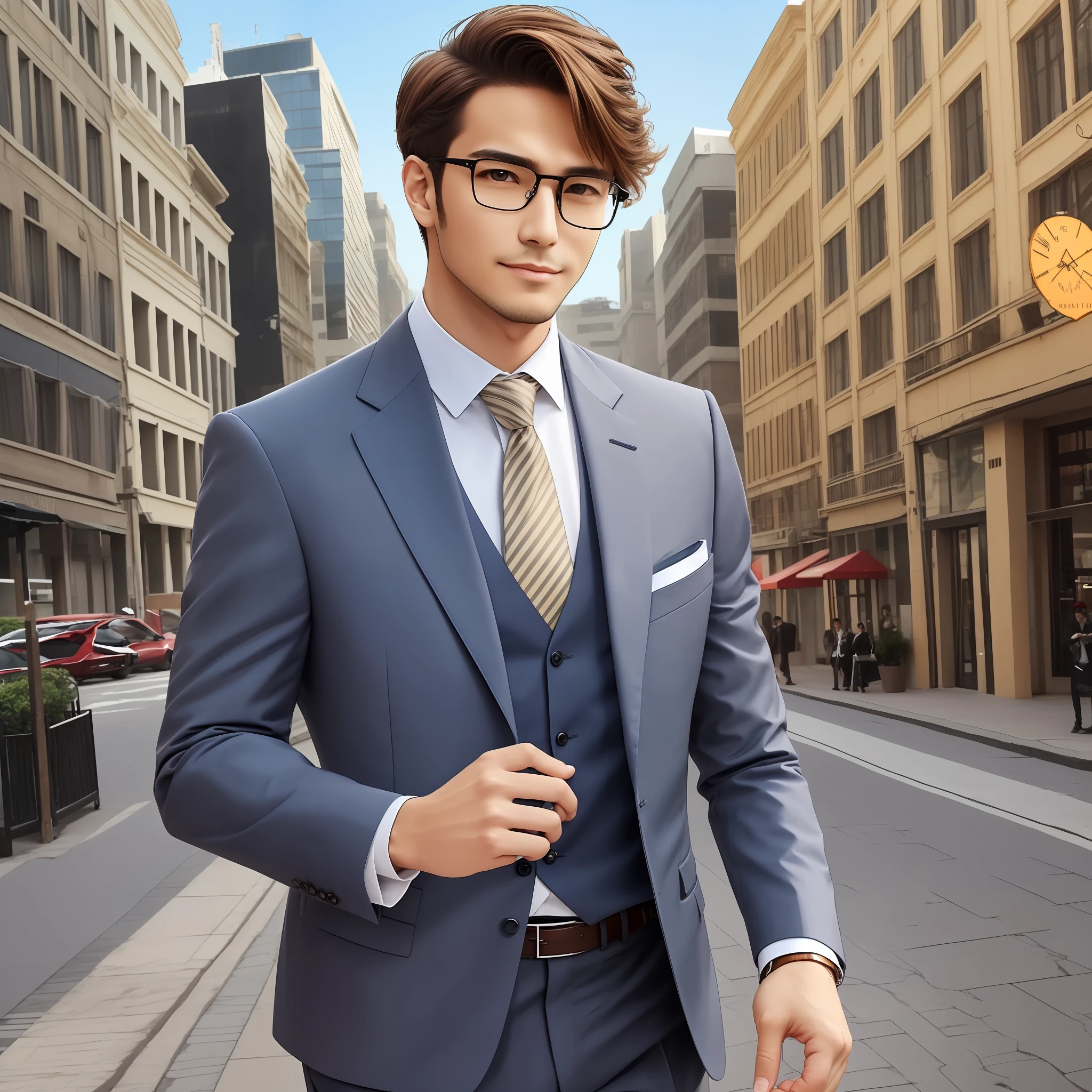 Suit handsome male wearing glasses half --auto