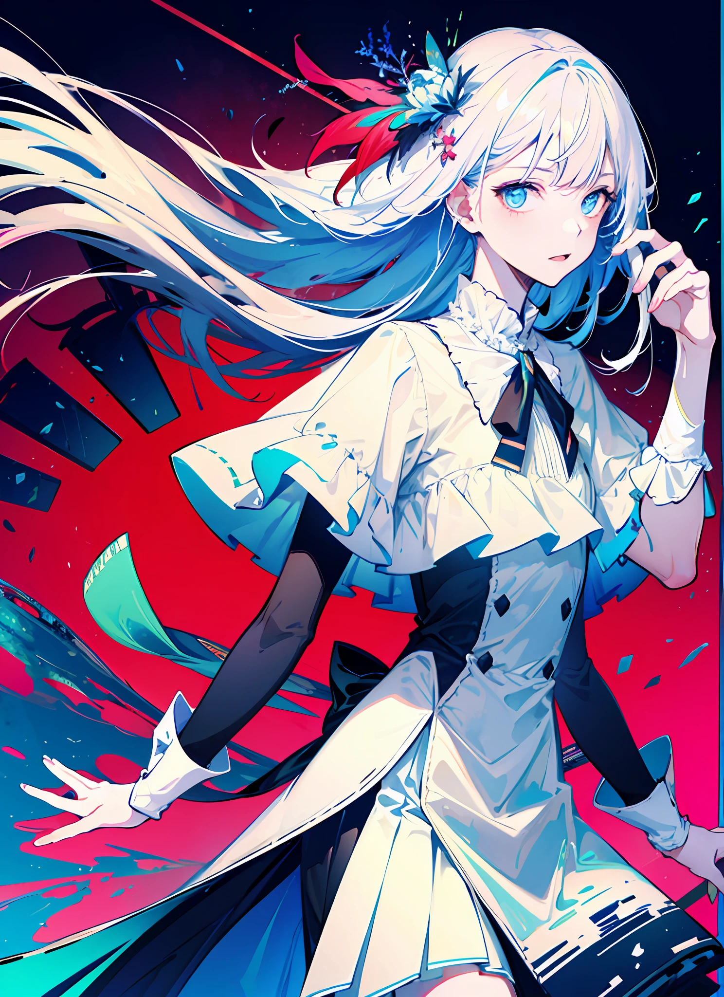 (flat color:1.3),(colorful:1.3),(masterpiece:1.2), best quality, masterpiece, original, extremely detailed wallpaper, looking at viewer,1girl,solo,floating colorful water