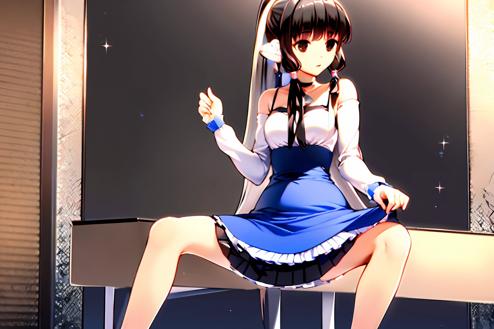 Spread your legs, lift your skirt, and wait for a loli with long ponytail hair to have a good relationship with her husband