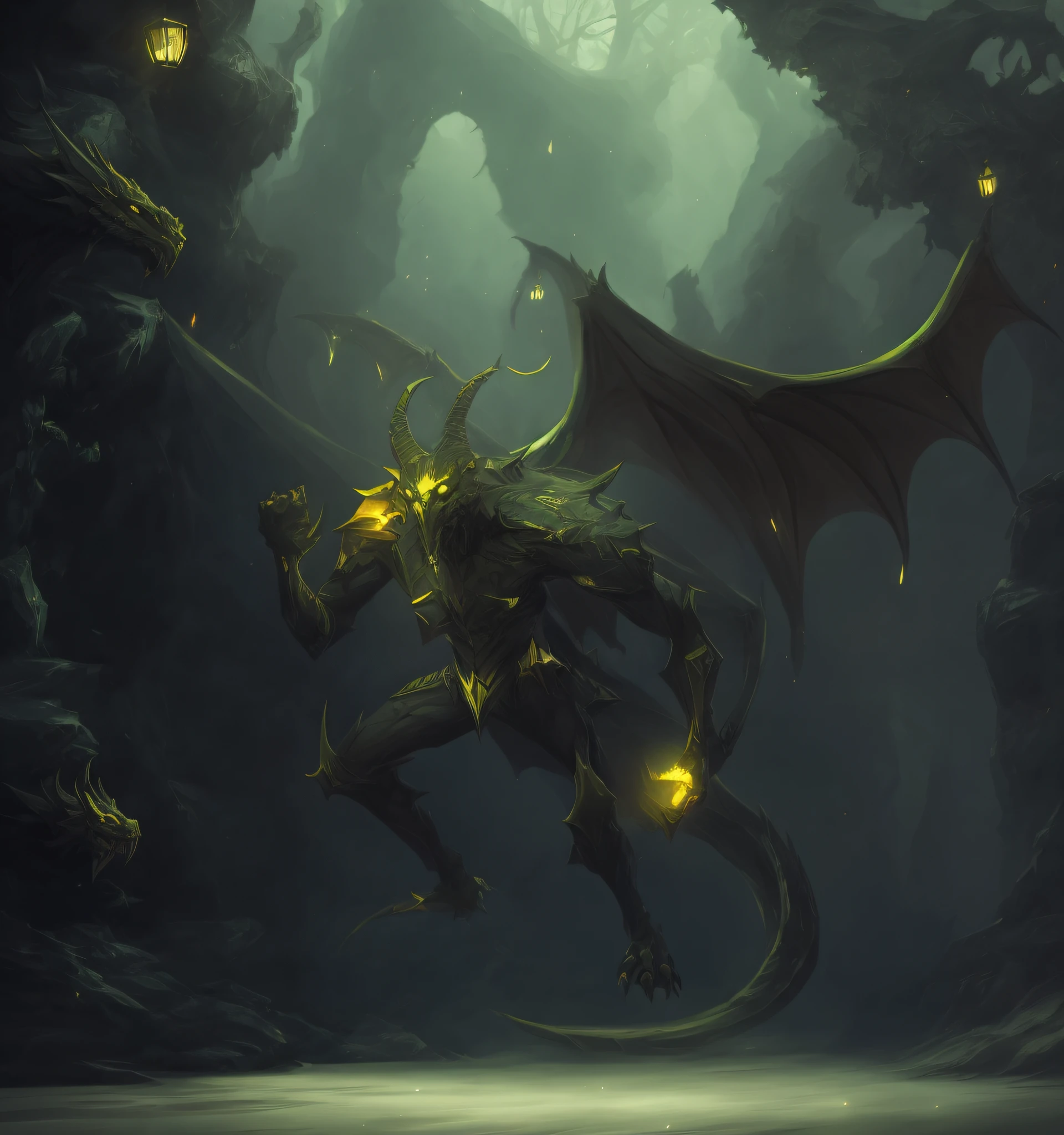full body dragon concept, demon soul concept art,full body concept, concept creature character art, monster concept art, concept sketches, concept character,finished concept art, Fantasy creature concept art,The light and shadow are detailed,Colors are harmonious and rich,meticuloso