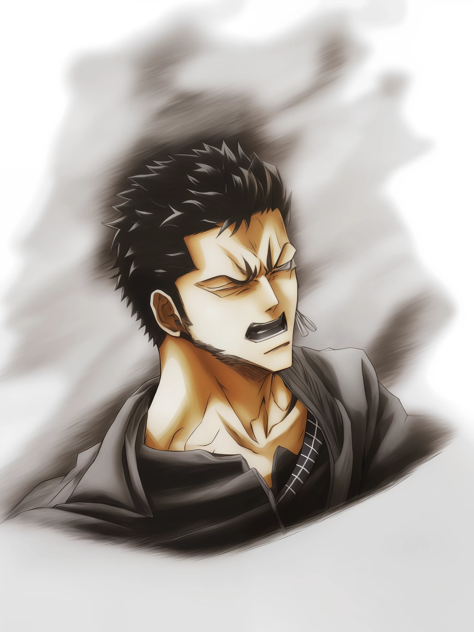 A manga art style drawing of Kentaro Miura playing the male character of Rorono Azzoro，It focuses on Kentaro Miura's manga style and anime manga style techniques，Through the treatment of anime sketches and anime shadows，It shows a touchy manga style and artistic creation elements of Kentaro Miura。