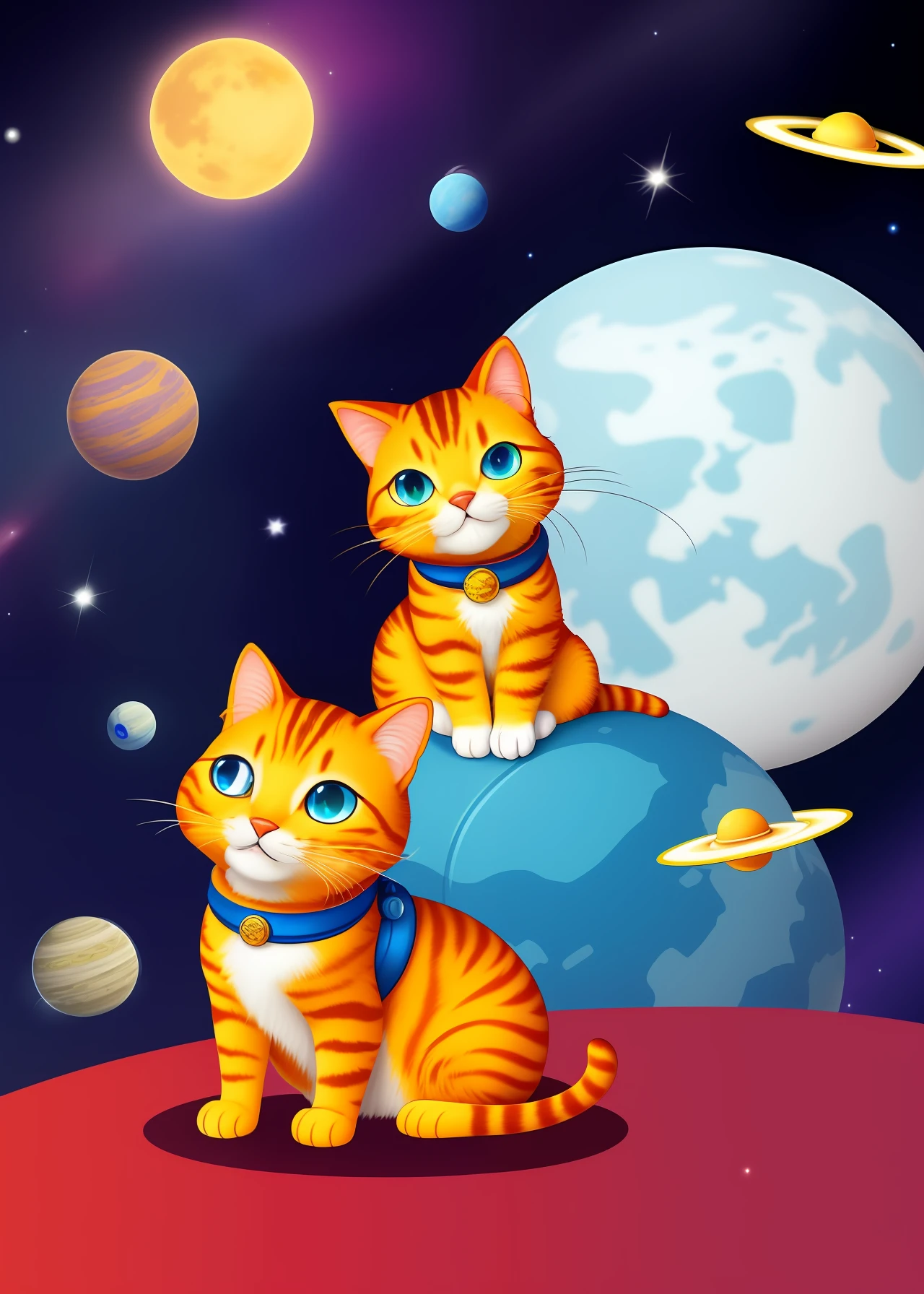 space，robotic cat，Garfield，white colors