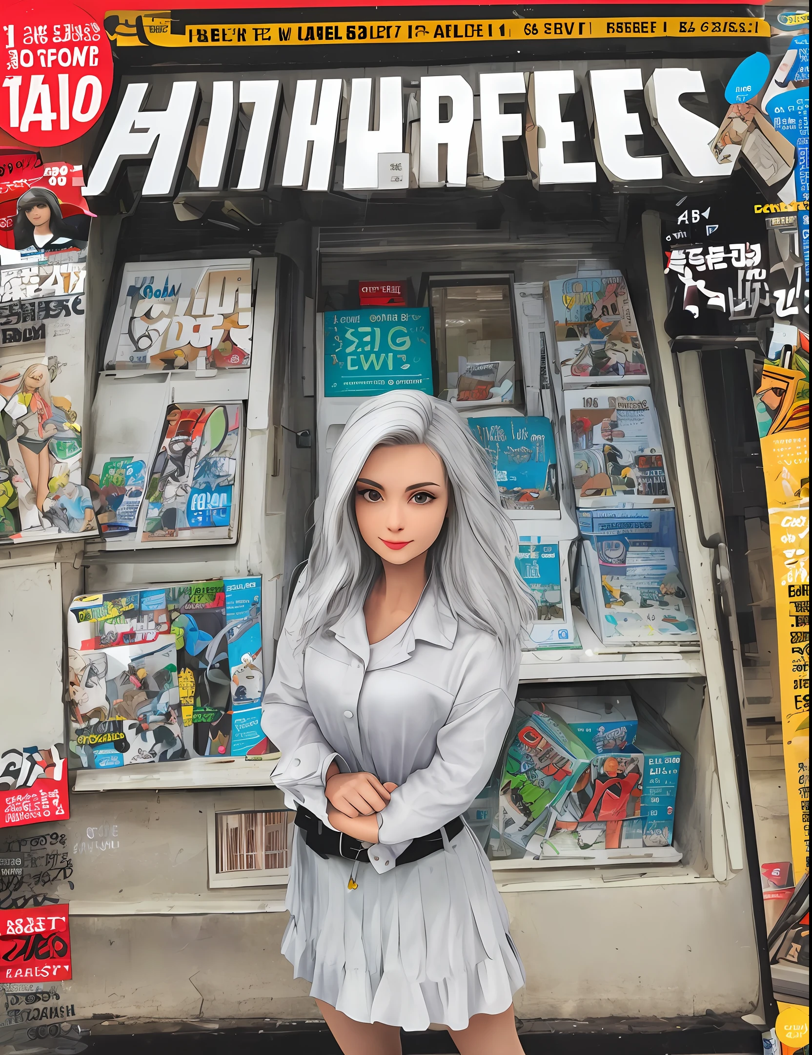 White-haired woman,Comic style