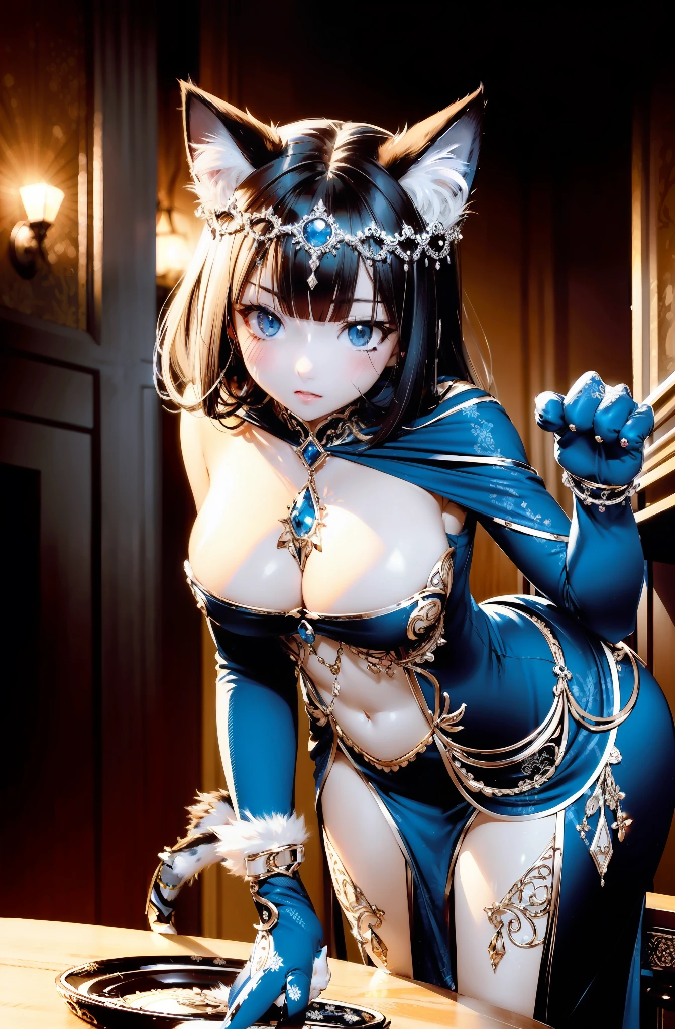 Cat girls，anime big breast，full bodyesbian，filigree，adolable，Need