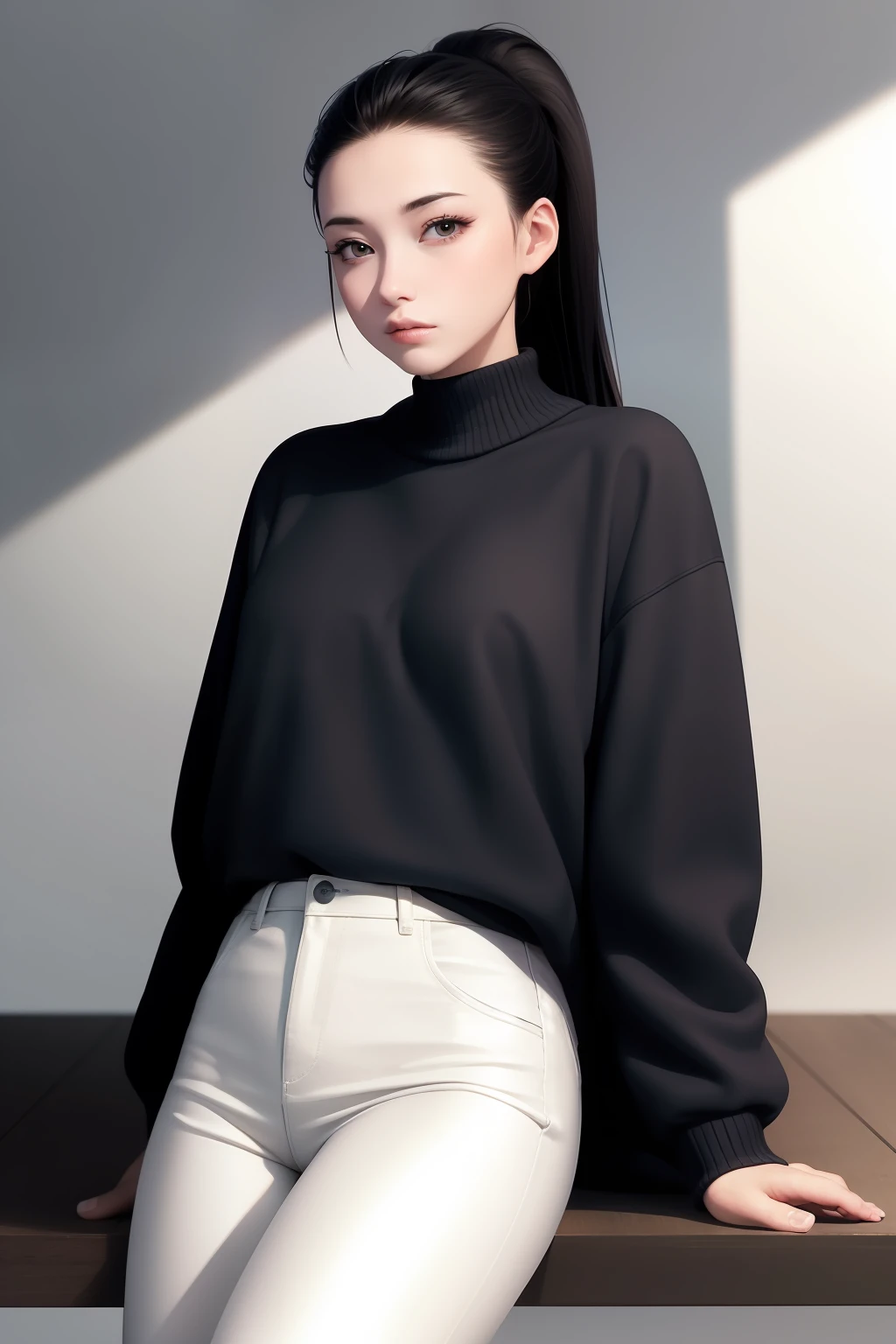 High ponytail,nakeness