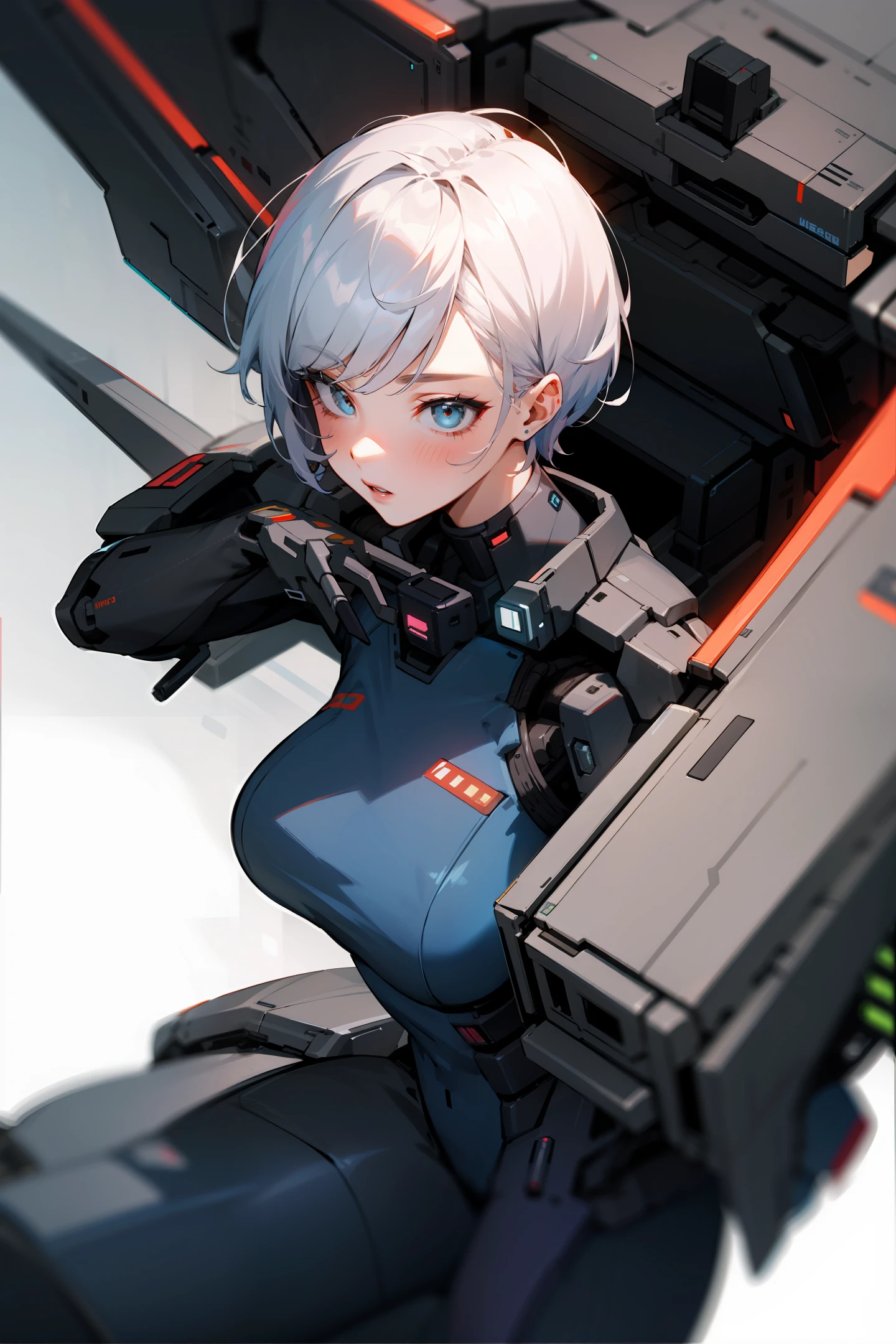 Cyberpunk Mecha Girl Driving Extremely detailed 4K Future World Short Hair Sexy Epic Drawing