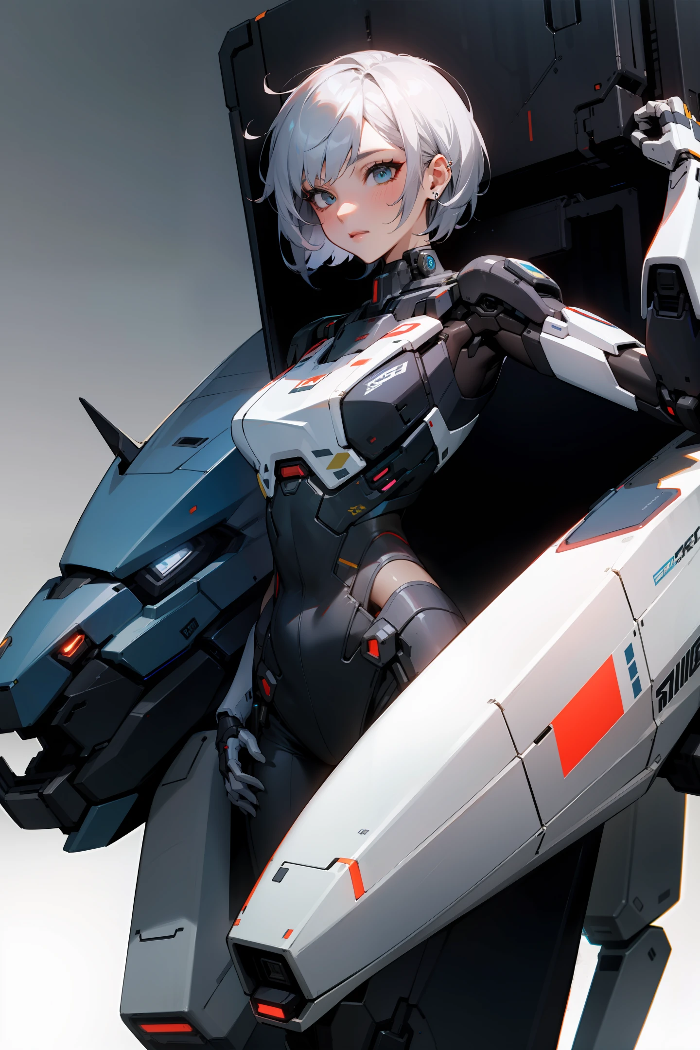 Cyberpunk Mecha Girl Driving Extremely detailed 4K Future World Short Hair Sexy Epic Drawing