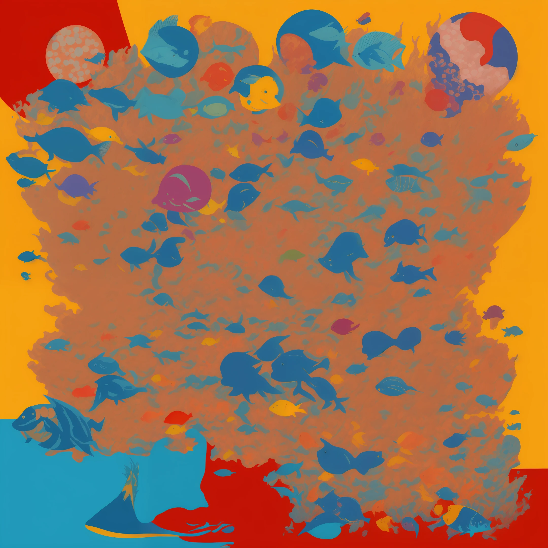 Duchamp style,Underwater world,in pop art style,Contemporary art style